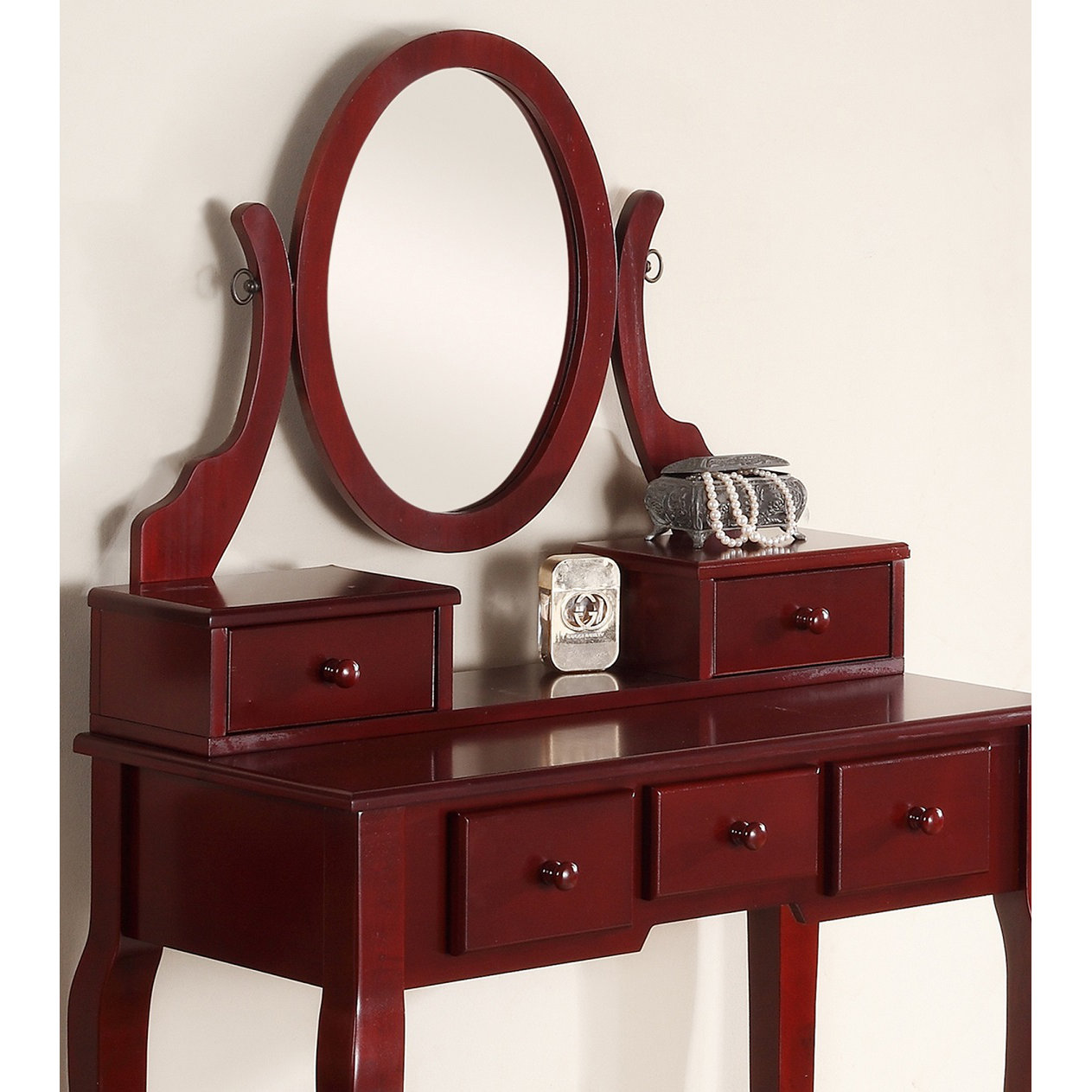 Bay Isle Home Stonington Wood Makeup Vanity Set with Mirror & Reviews