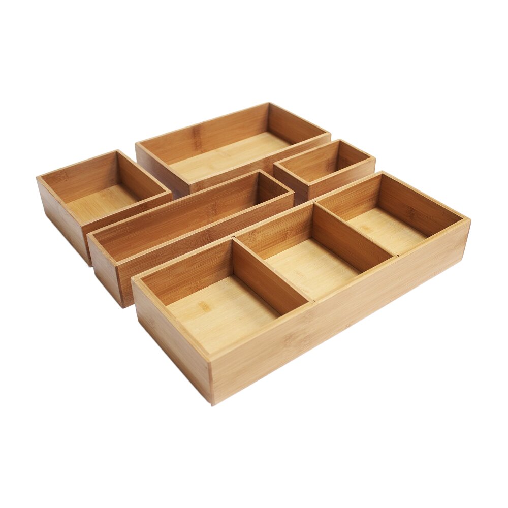 Symple Stuff Bamboo 5 Piece Drawer Organizer Box Set 