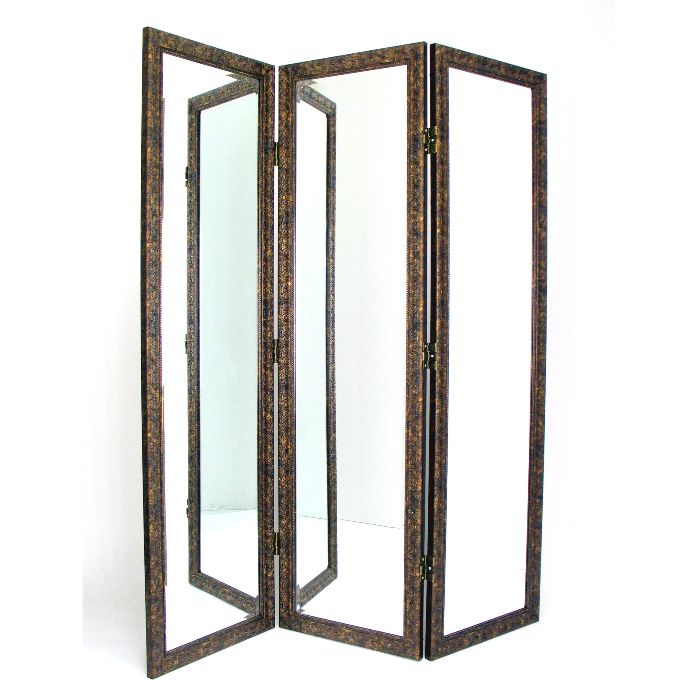 Astoria Grand Sigiriya 72" x 60" Mirrored 3 Panel Room Divider