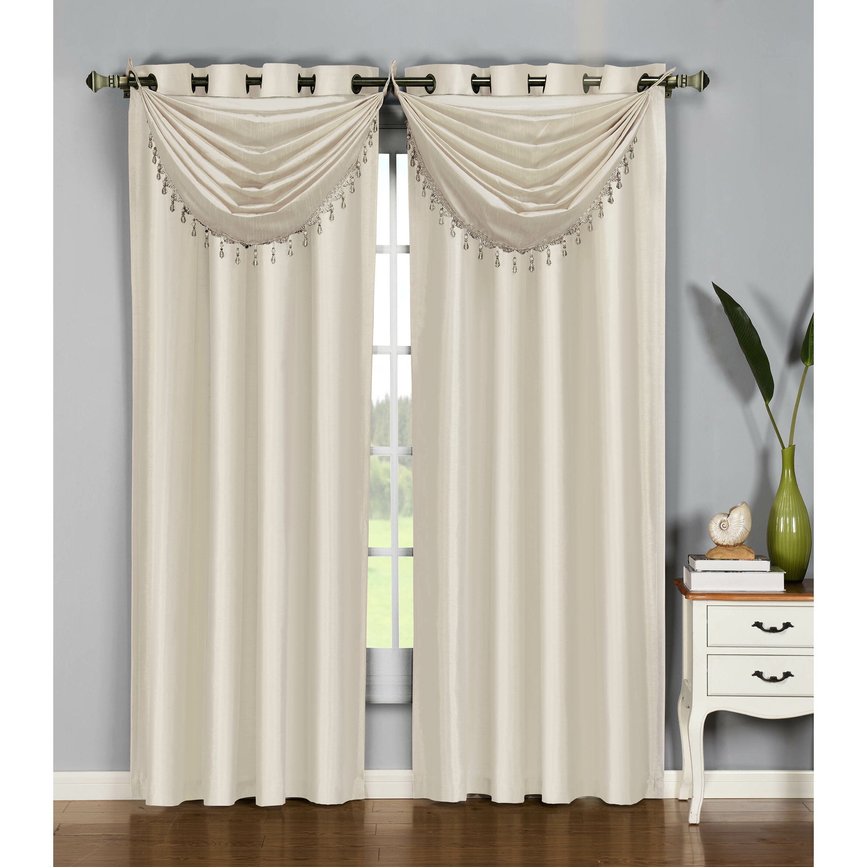 Astoria Grand Shaftoe Silk Waterfall Window Curtain Valance & Reviews ...