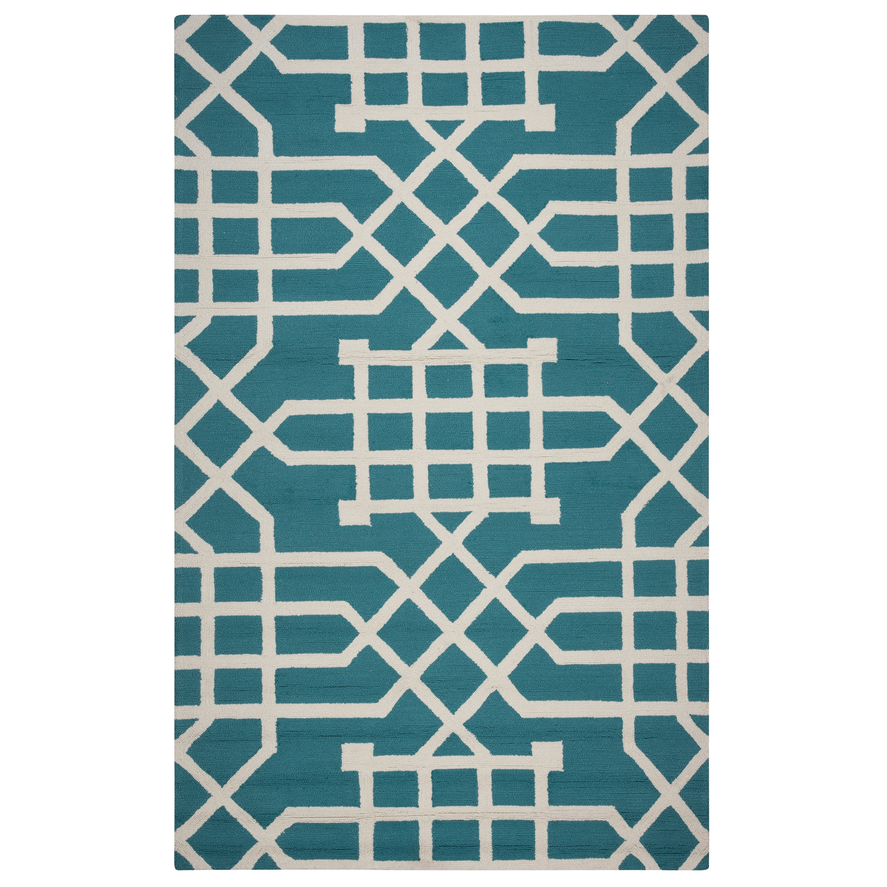 Mercer41 Angela HandTufted Teal/Off White Indoor/Outdoor Area Rug
