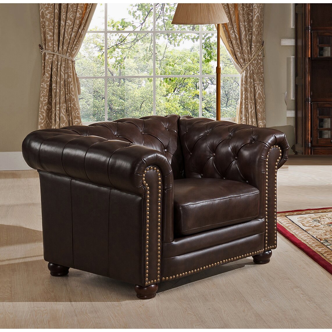 Amax Kensington Top Grain Leather Chesterfield Sofa and