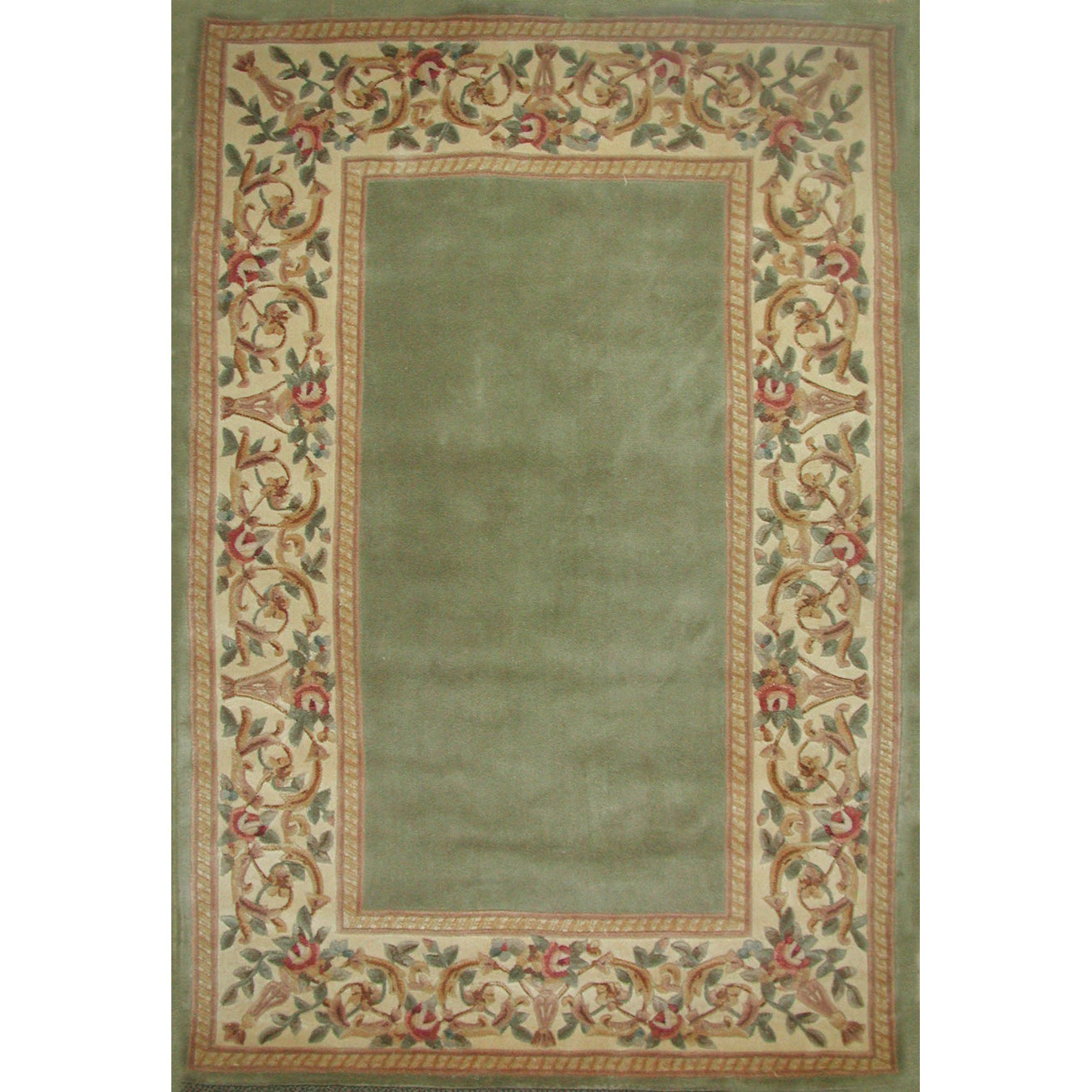 KAS Rugs Ruby Sage Floral Border Area Rug & Reviews Wayfair