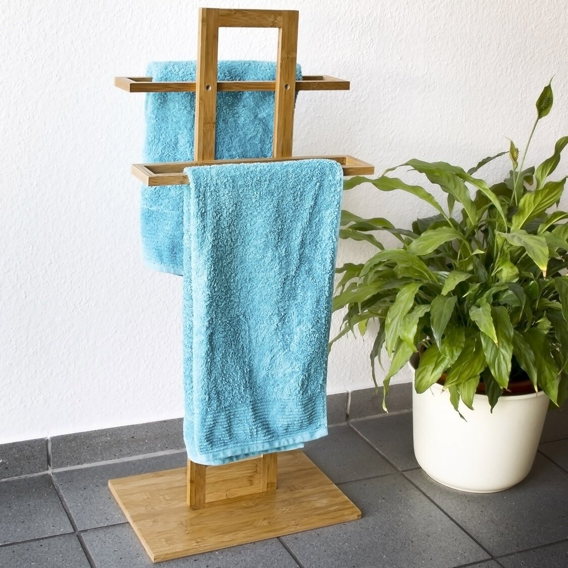 Belfry Bamboo Free Standing Towel Stand | Wayfair UK