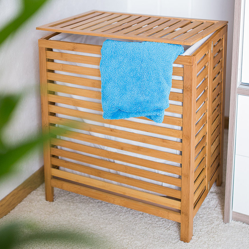 Belfry Wooden Linen Basket Wayfair UK