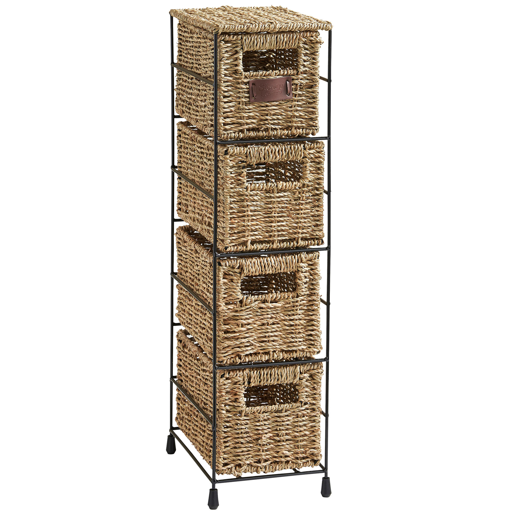 VonHaus 4 Tier Seagrass Storage Basket Tower Unit ...