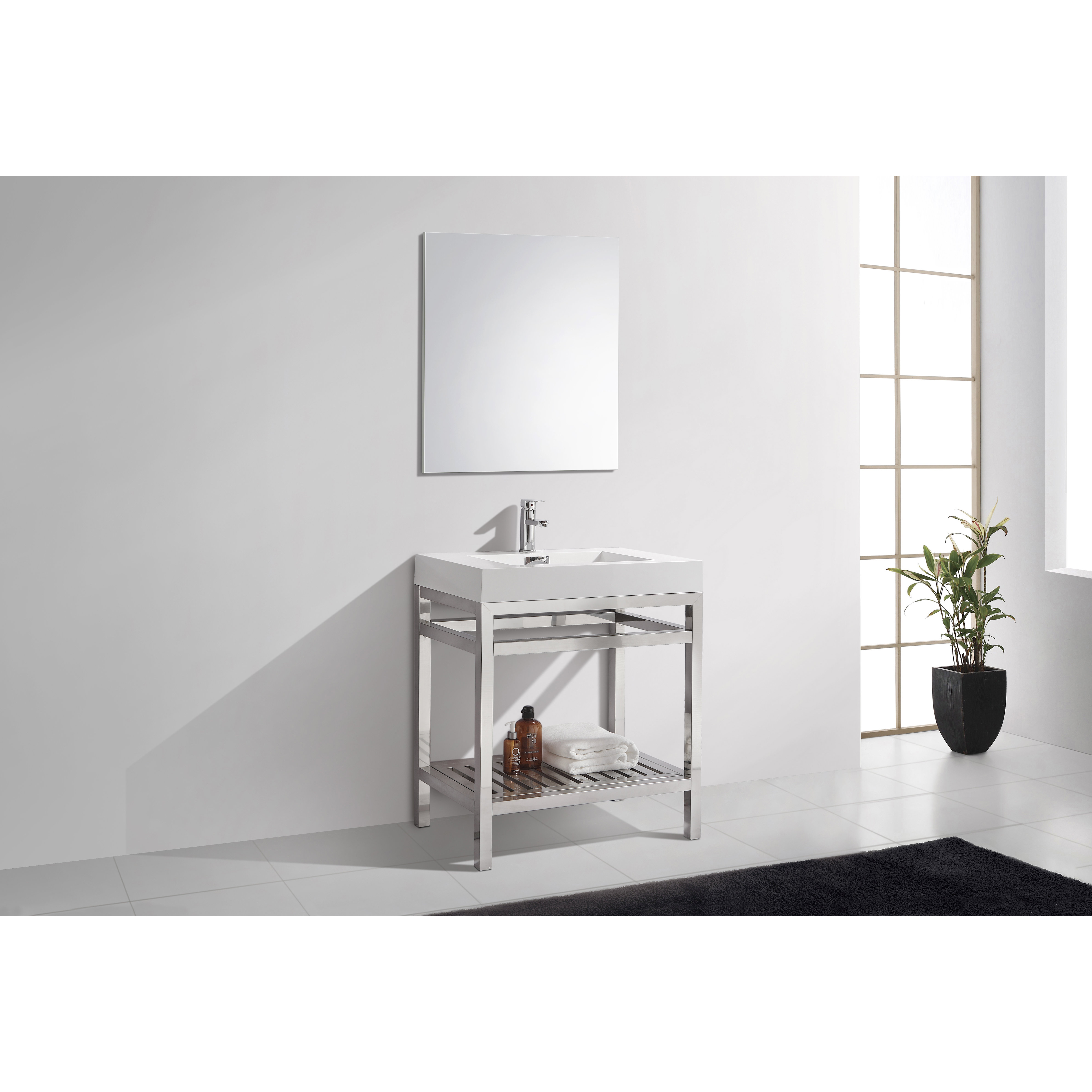 Kube Bath Cisco 30" Modern Stainless Steel Vanity Base & Reviews