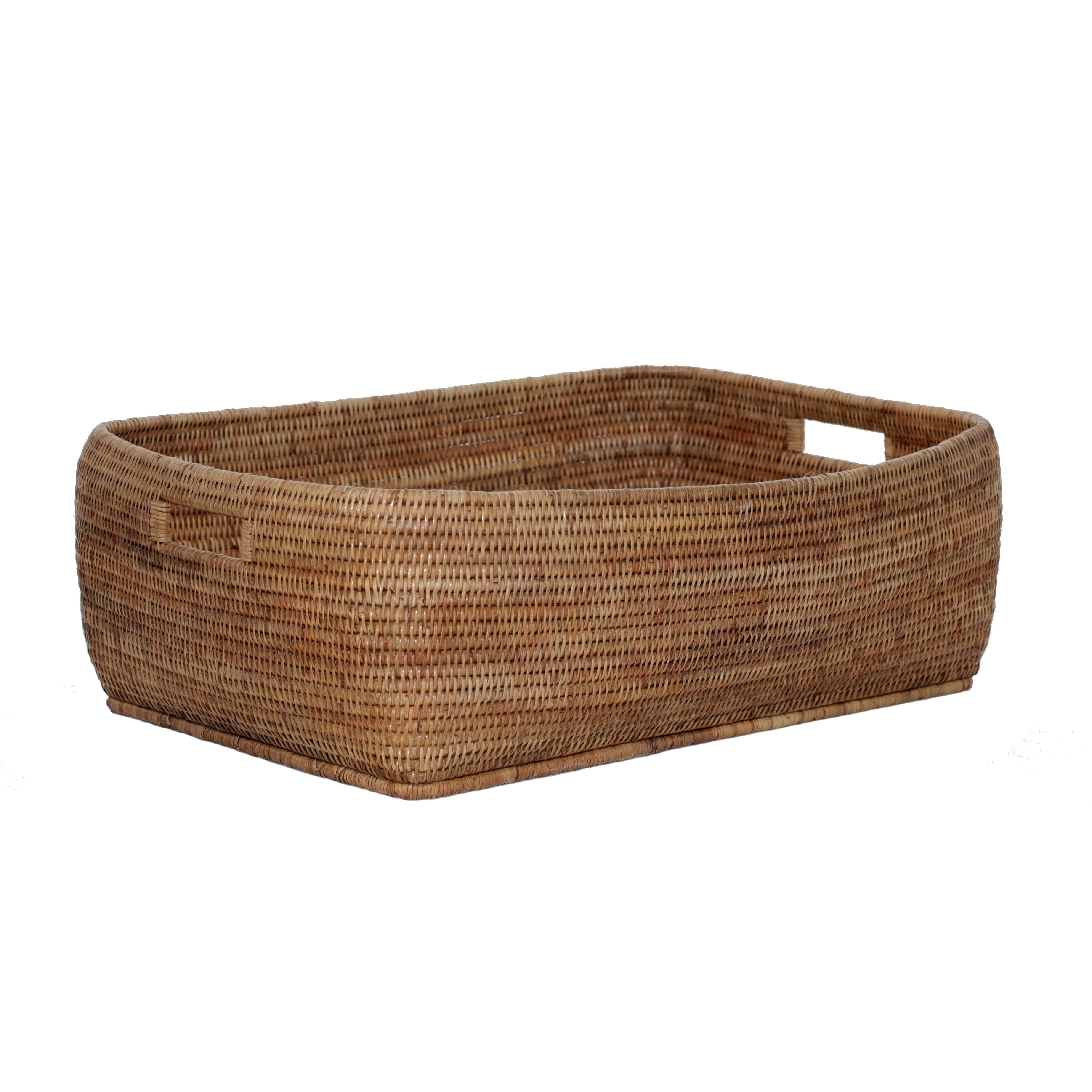 artifacts trading Rattan Rectangular Basket with Cutout Handles Wayfair