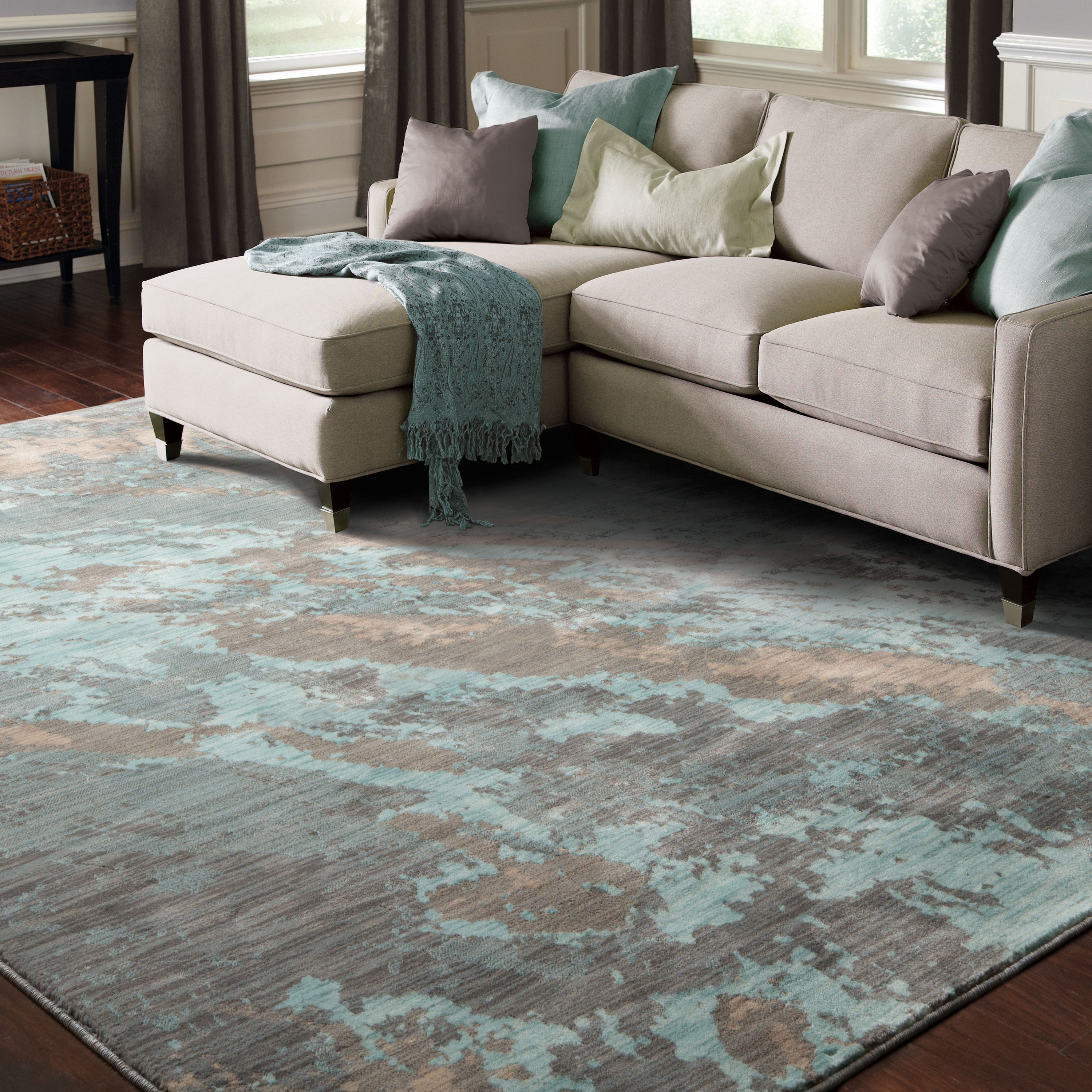The Conestoga Trading Co. Agave Marble Teal/Gray Area Rug & Reviews Wayfair