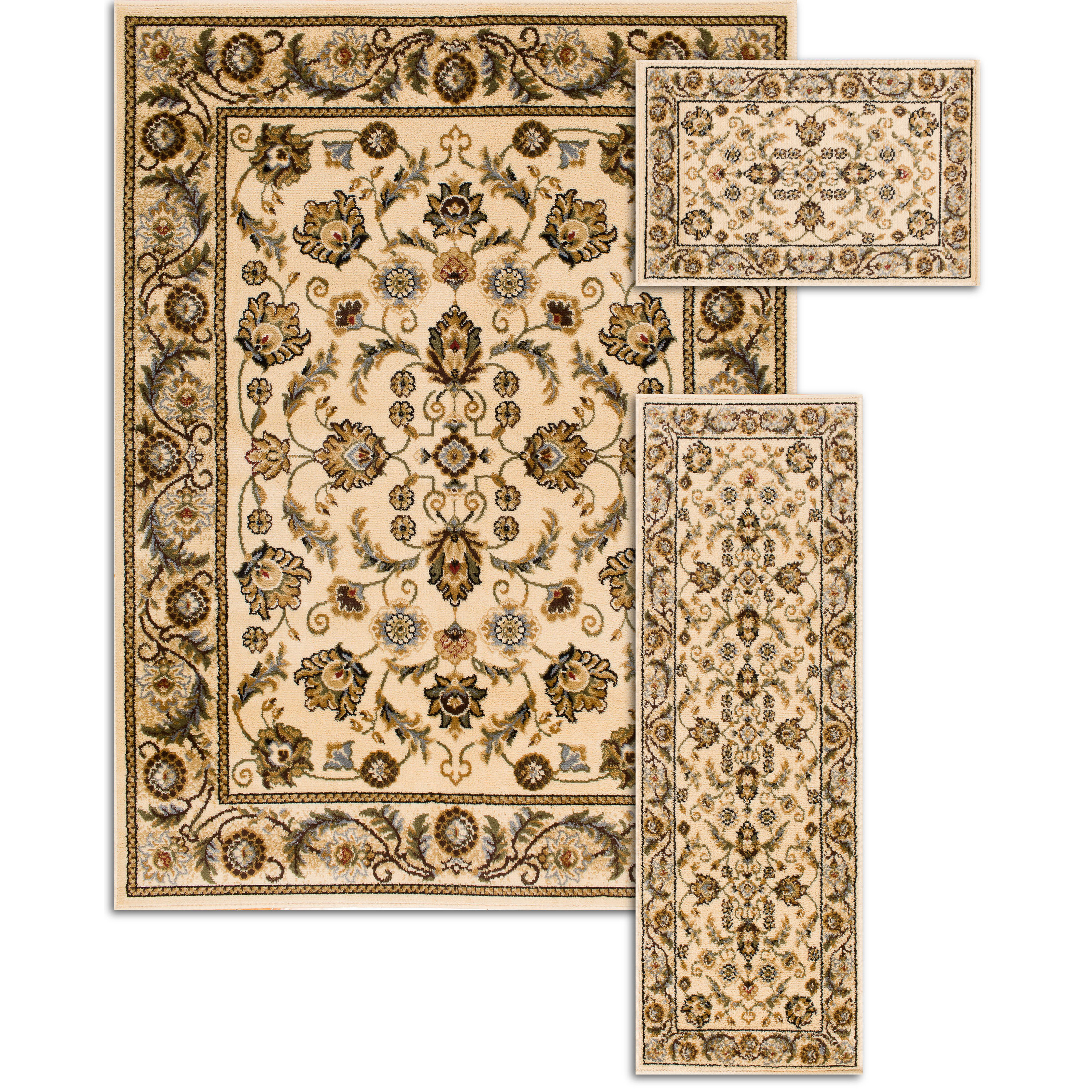 Threadbind Penfield Ivory 3 Piece Area Rug Set | Wayfair