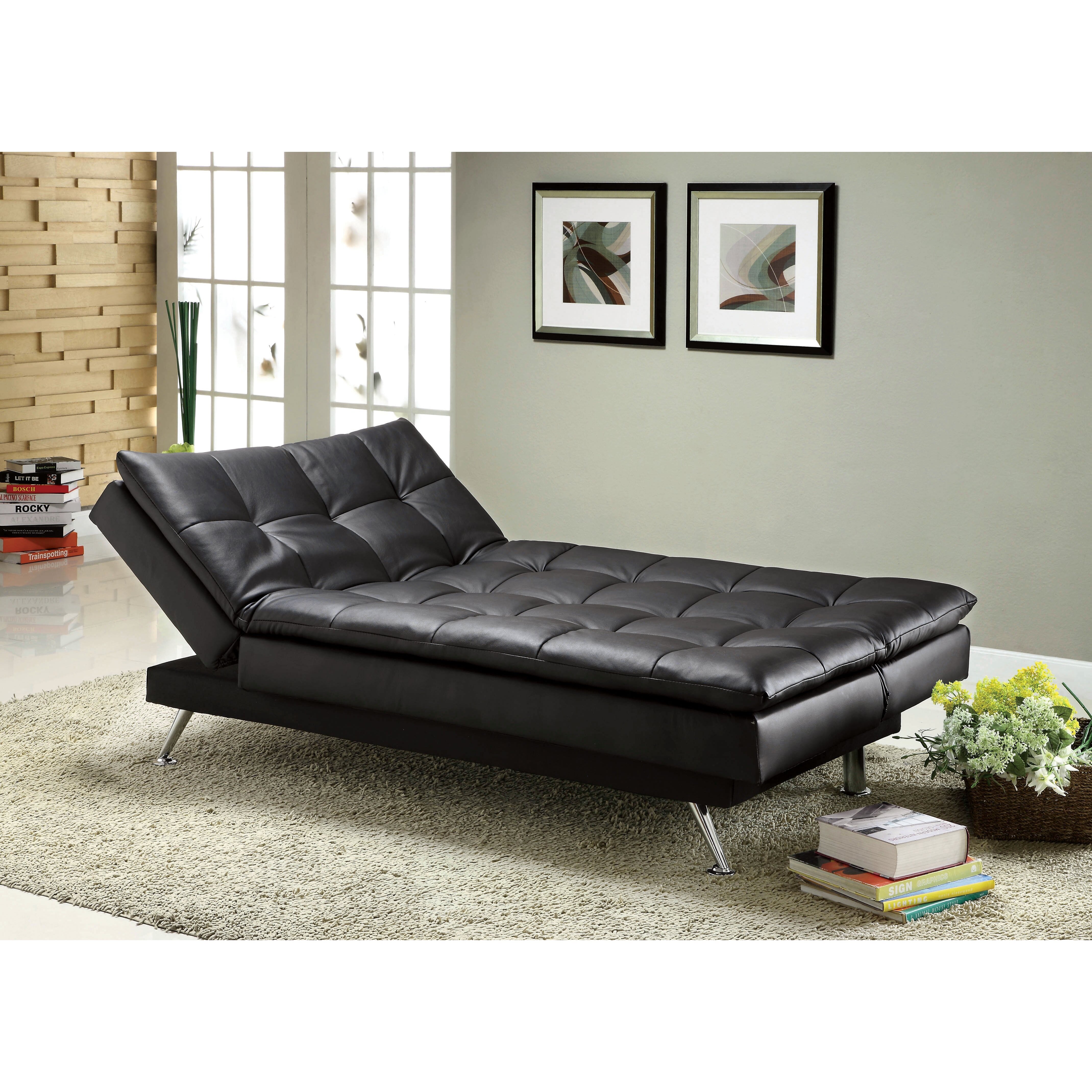 Latitude Run Black Leather Sleeper Sofa 