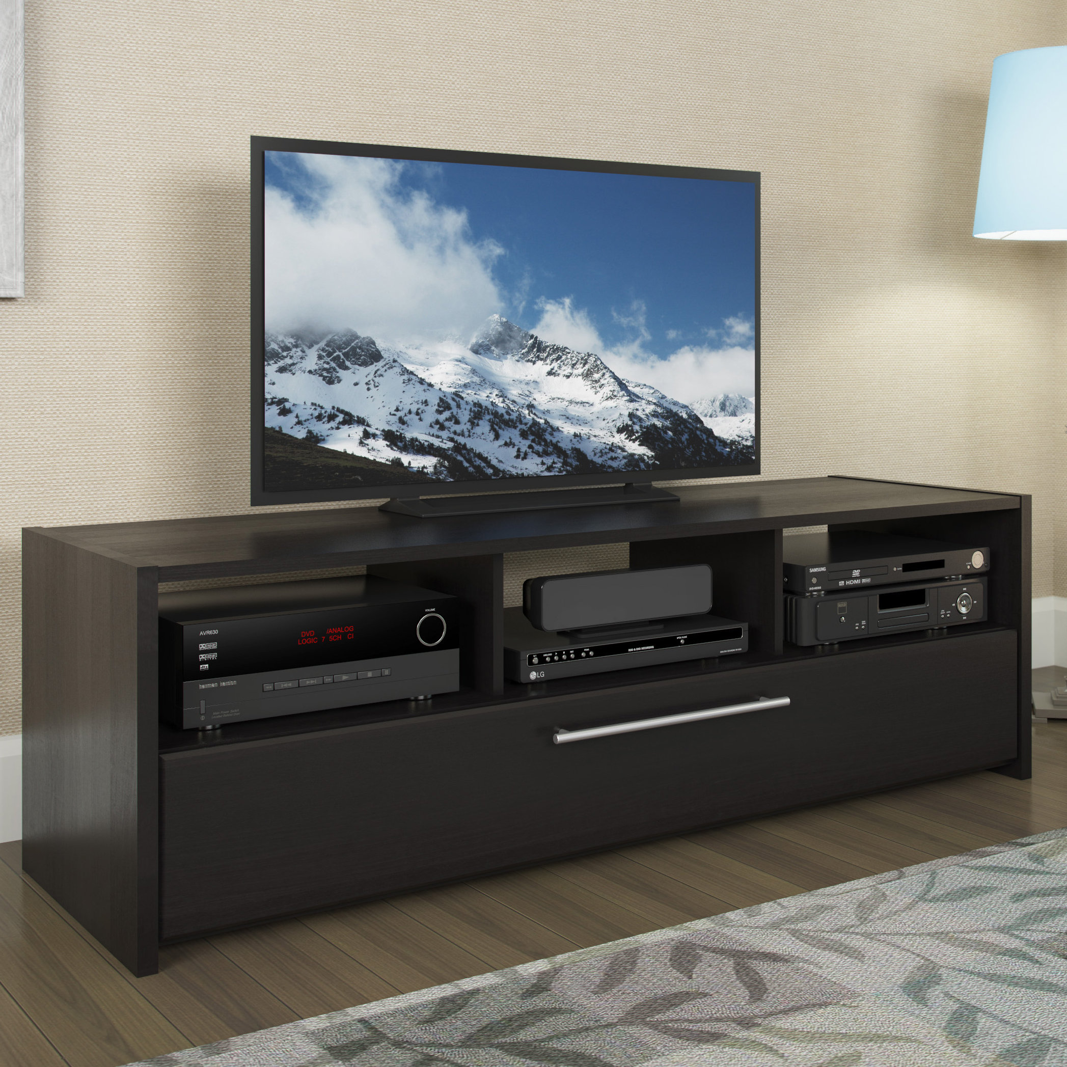 Latitude Run Black TV Stand with Open Storage & Reviews Wayfair.ca