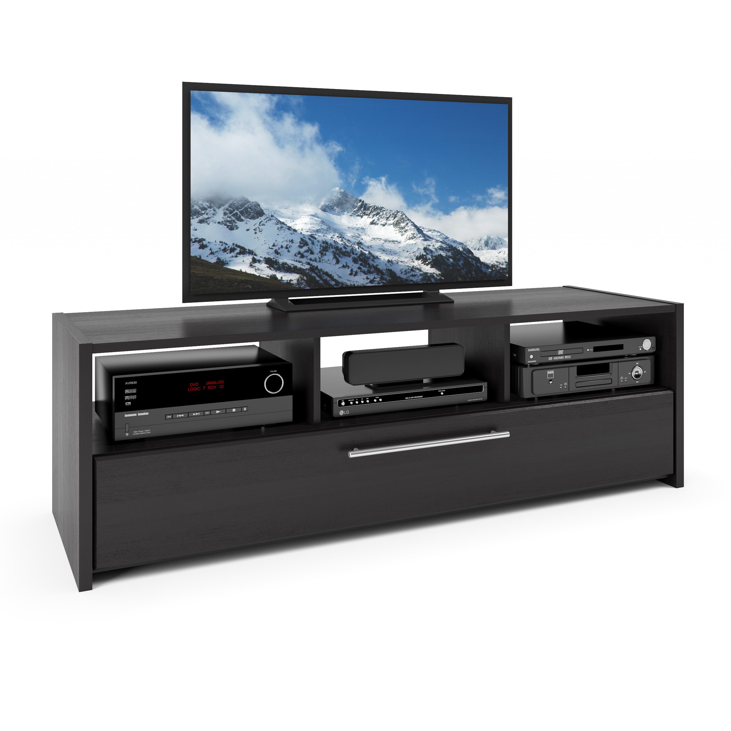 Latitude Run Black Tv Stand With Open Storage & Reviews 