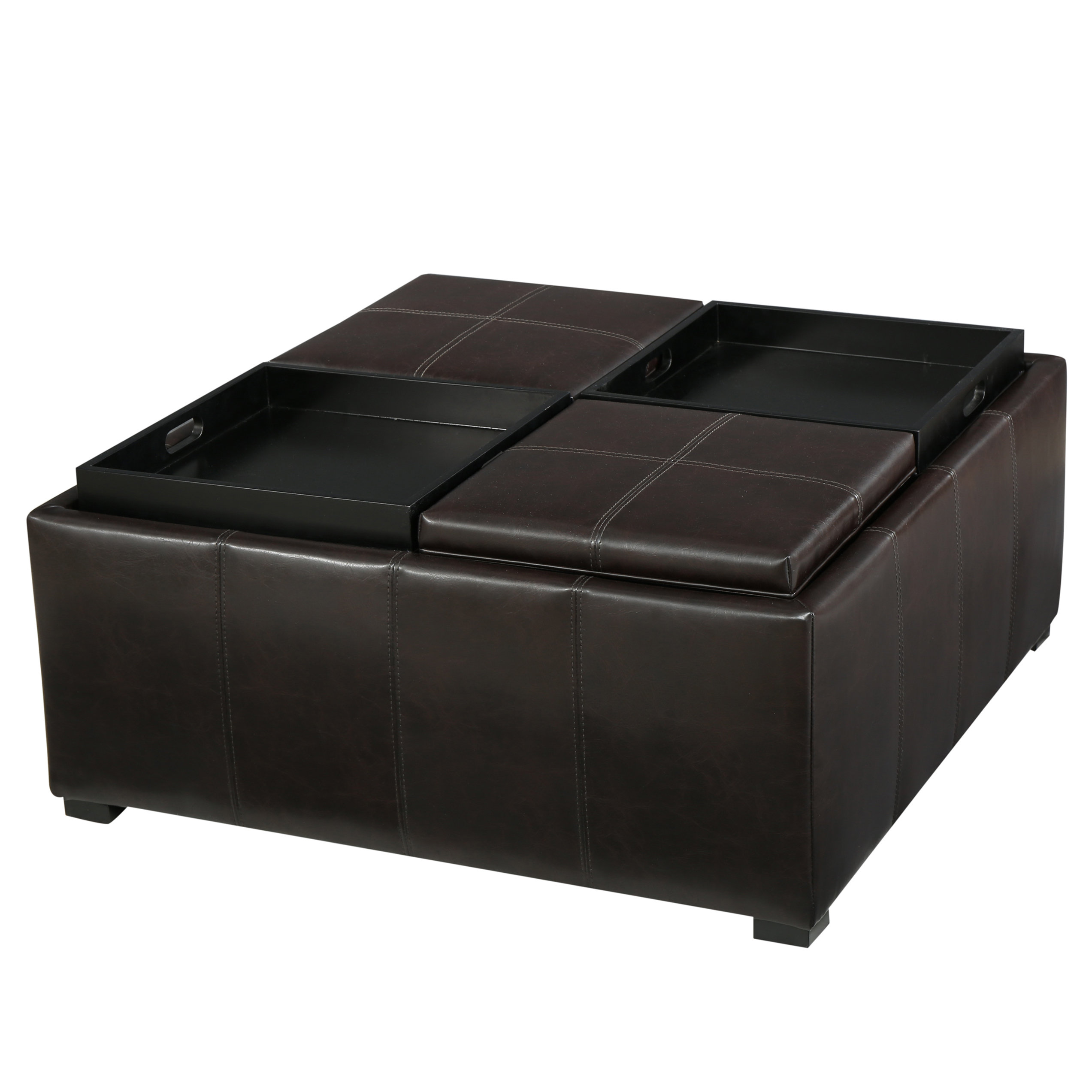 Latitude Run Cube Shaped Faux Leather Tray Top Ottoman & Reviews Wayfair