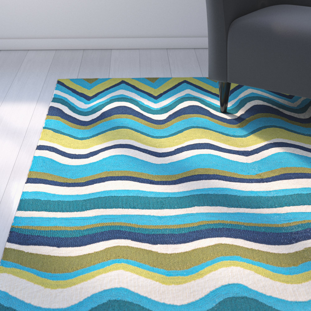 Latitude Run Carissa Cannon Beach HandWoven Light Green/Blue Area Rug
