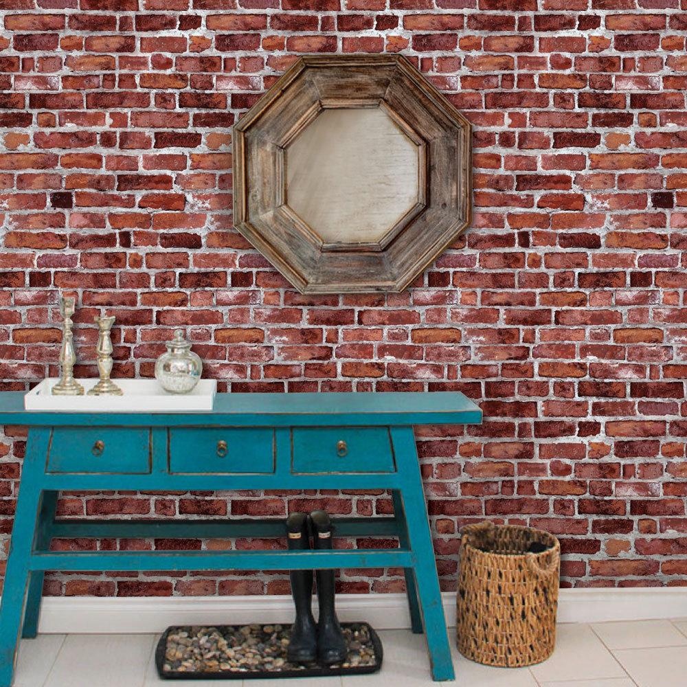 SimpleShapes Peel and Stick 4' x 24" Brick Tile Wallpaper & Reviews