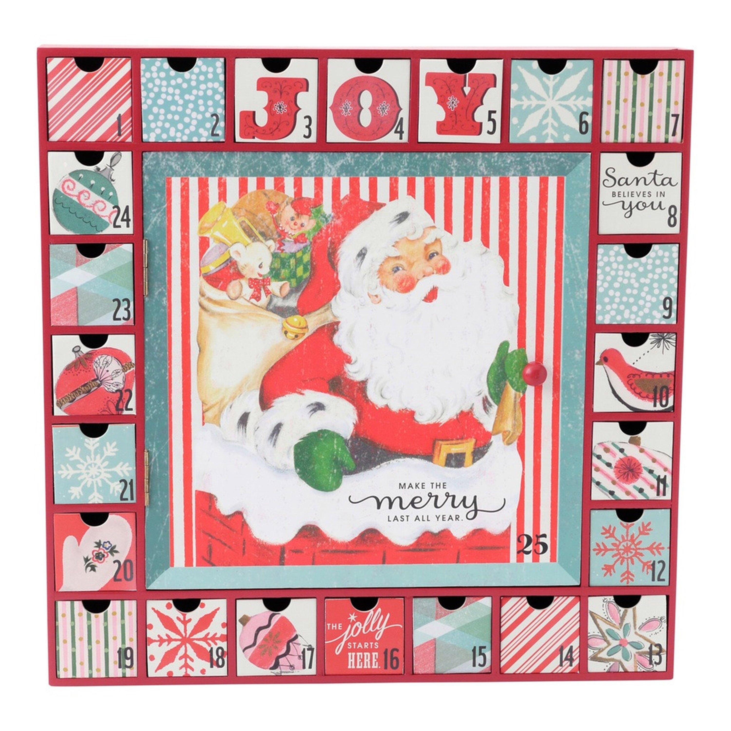 Hallmark Home & Gifts Vintage Inspired Santa Wooden Advent Calendar