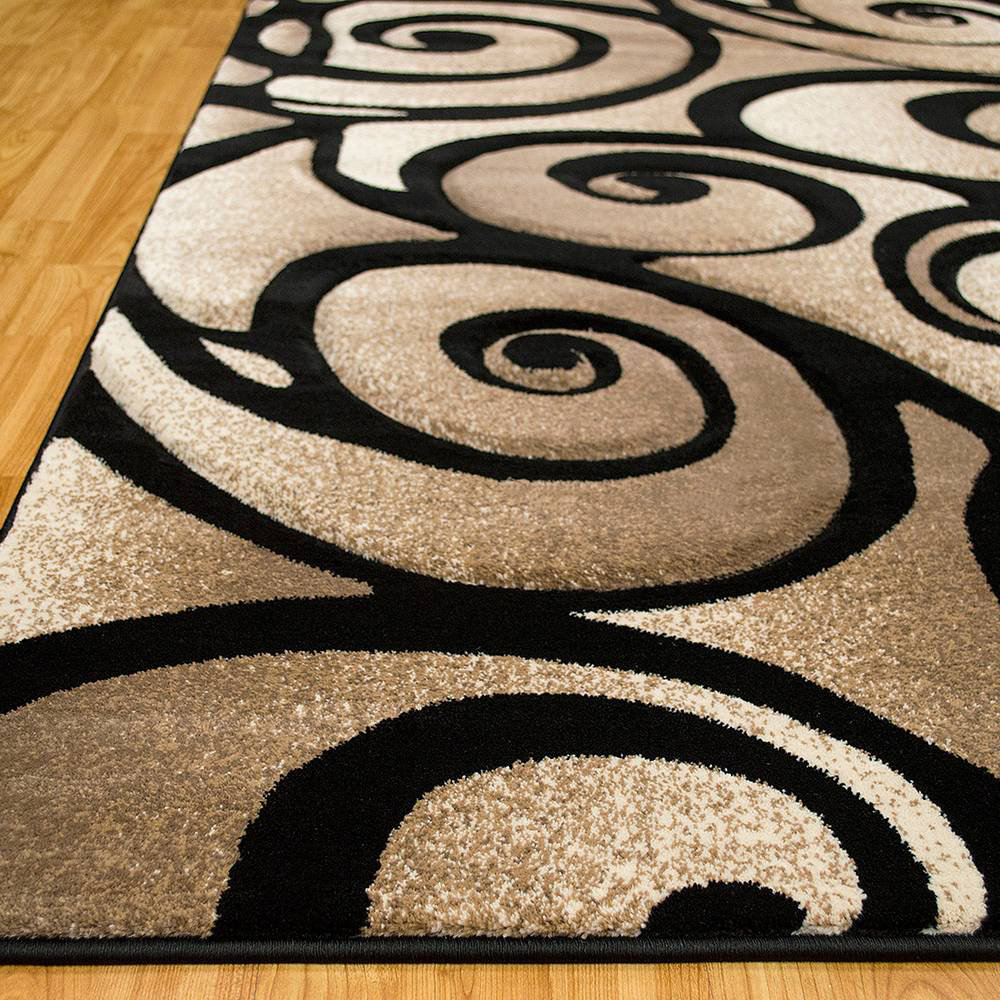 AllStar Rugs Evolution Swirl Black/Brown Area Rug & Reviews Wayfair