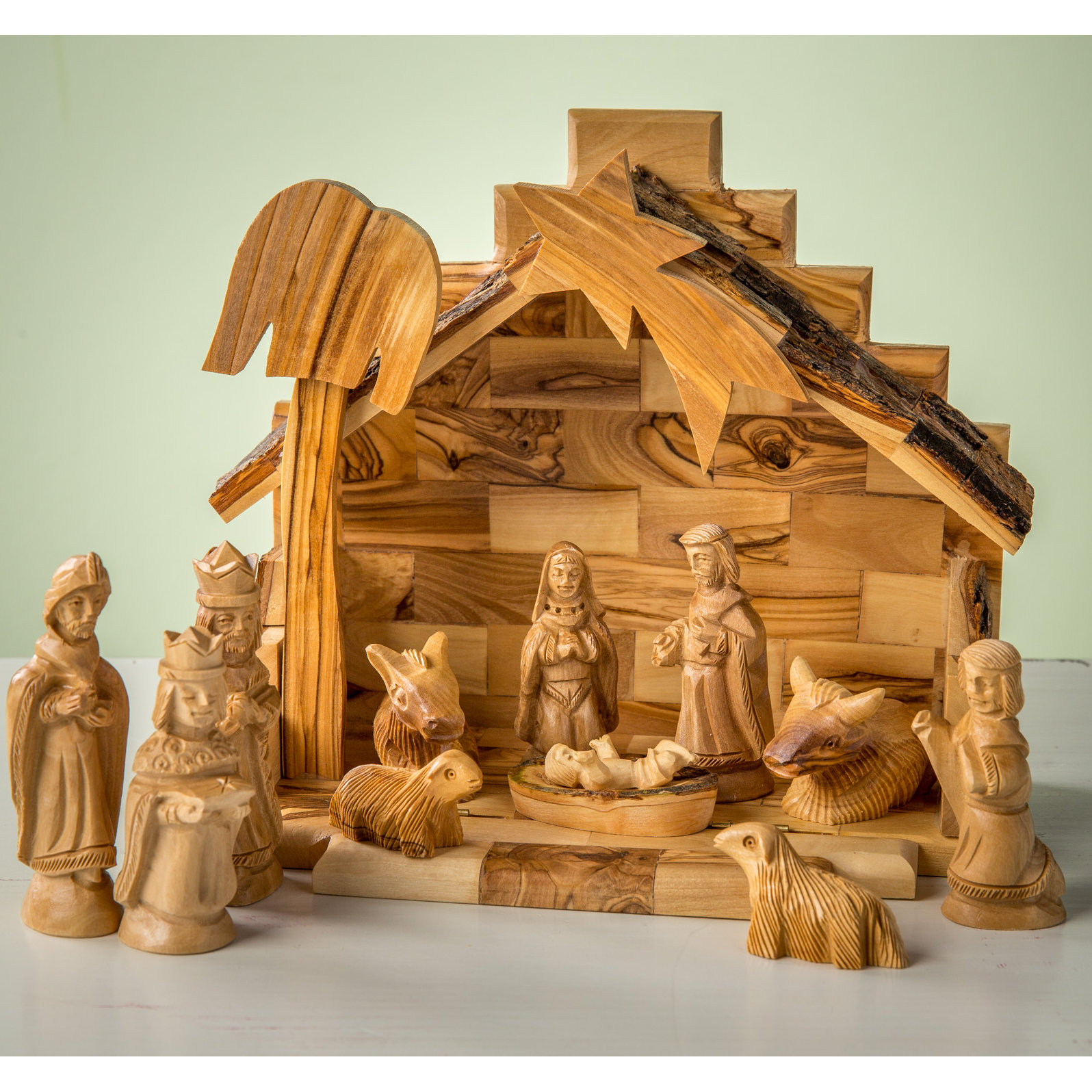earthwoodllc olive wood stable with traditional nativity earthwoodllc olive wood stable with traditional nativity