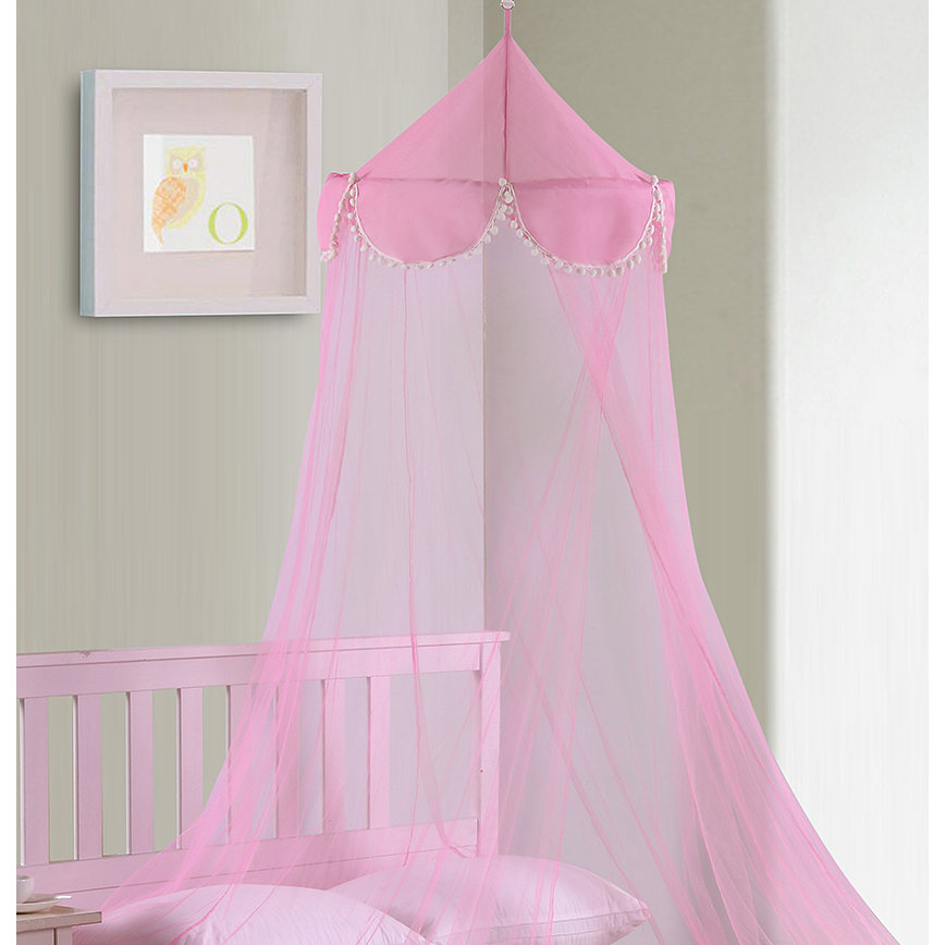 Casablanca Kids Pom Pom Kids Collapsible Hoop Sheer Bed Canopy