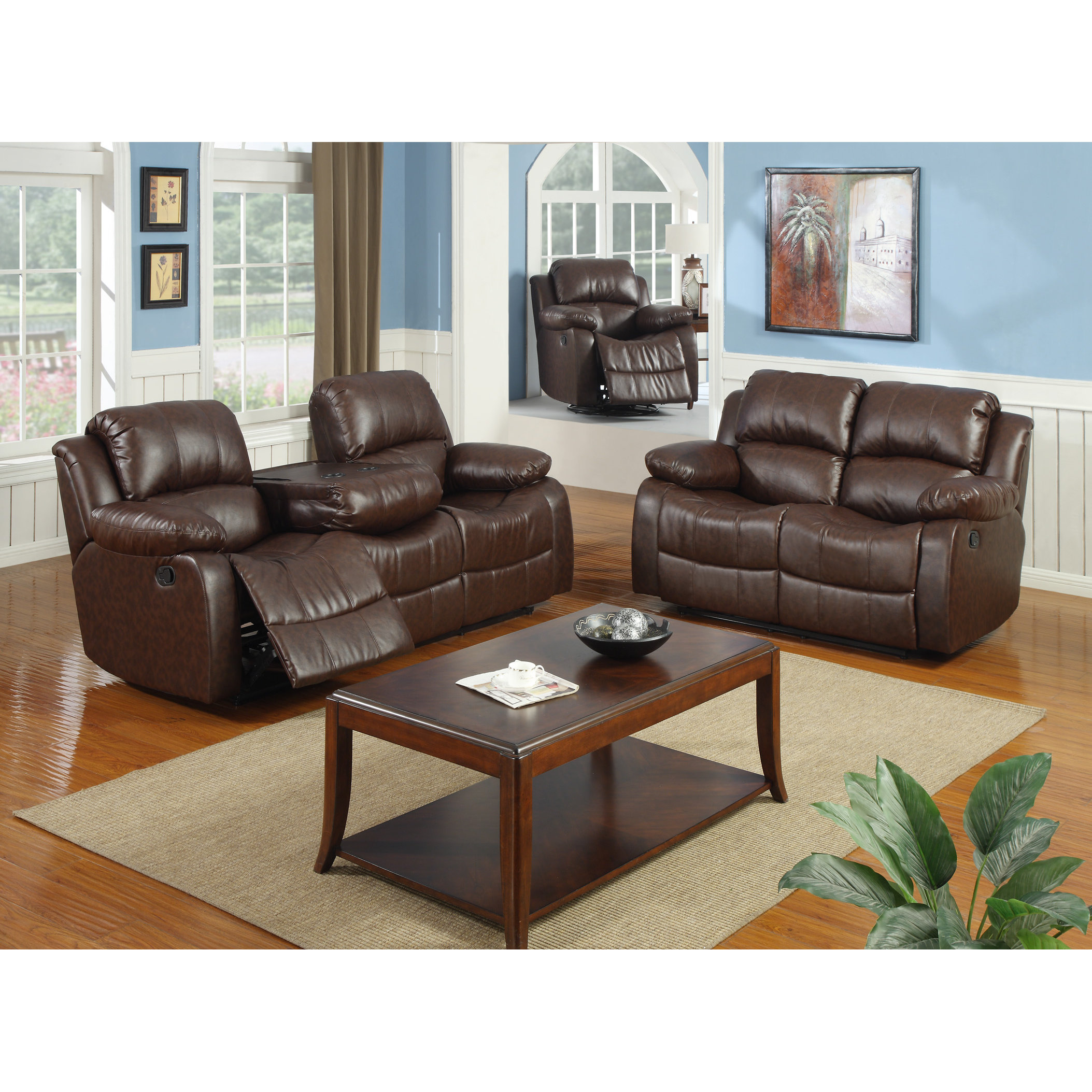 iBesti iQualityi iFurniturei Bonded Leather 3 Piece Recliner 