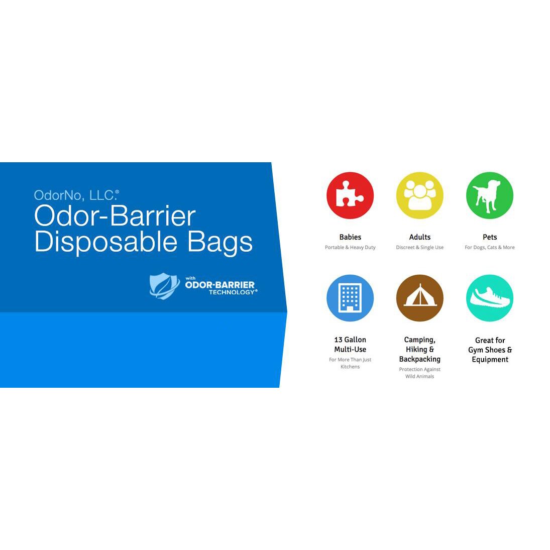 OdorNo Odor Barrier Zero Smell 2 Gallon EcoFriendly Disposable Bags