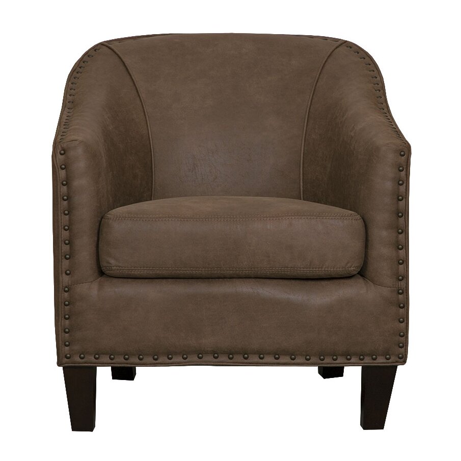 GraftonHome Grace Light Brown Bonded Leather Barrel Chair | Wayfair