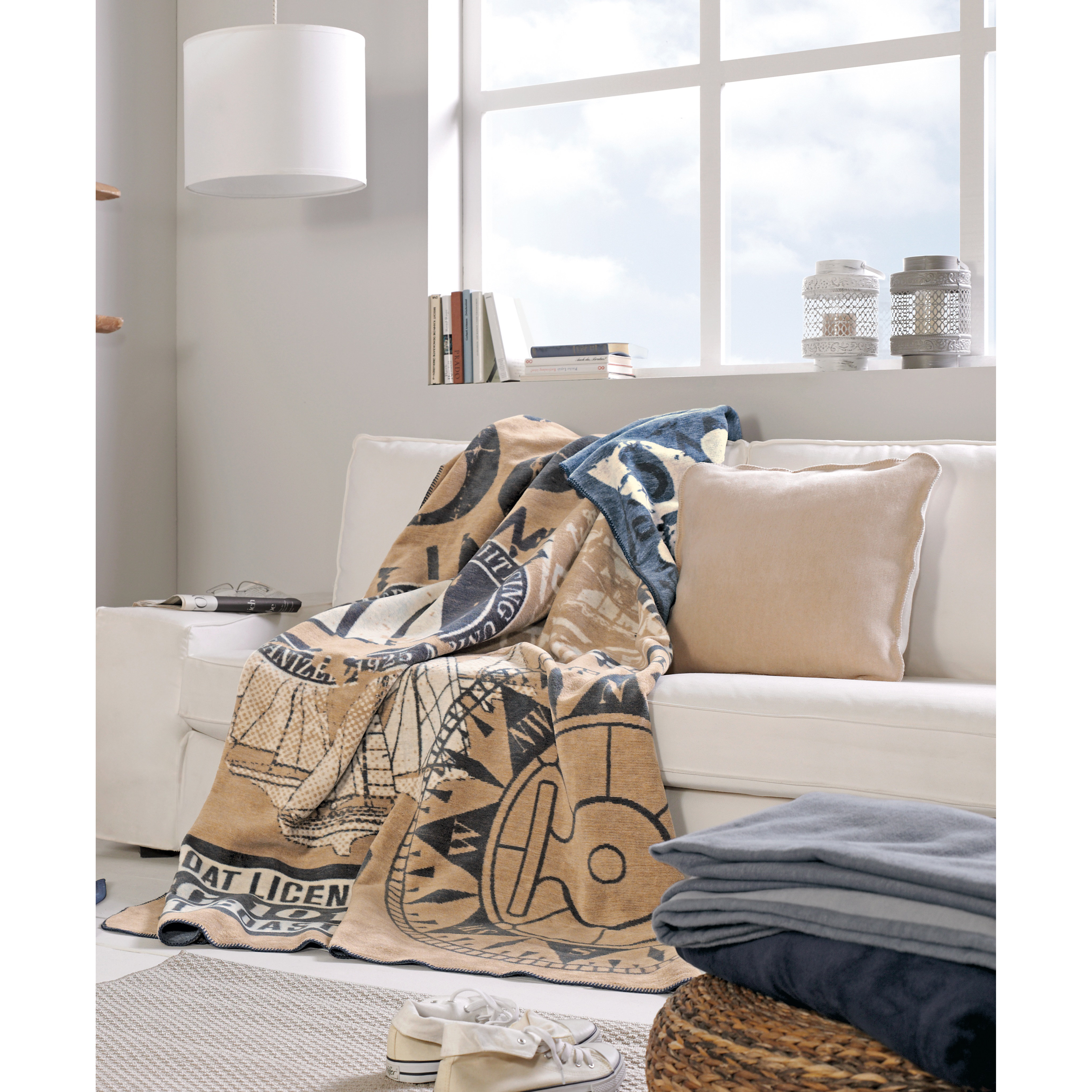 Ibena Sorrento Nautical Oversized Reversible Throw Blanket Wayfair