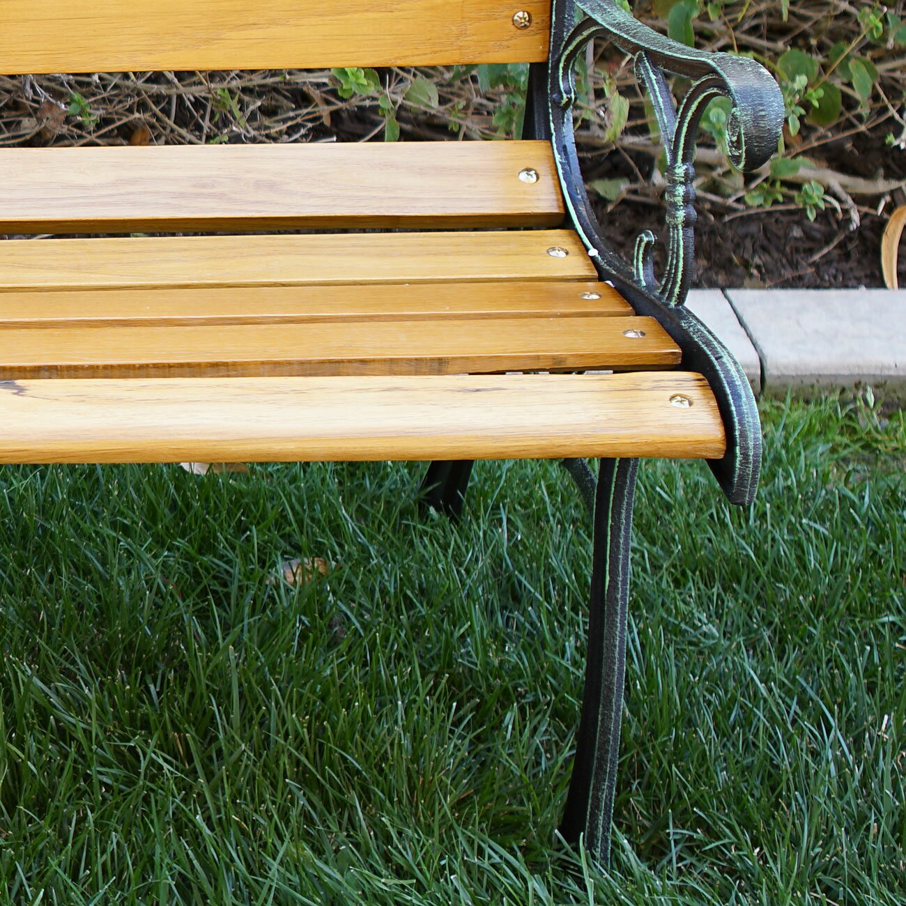 Belleze Outdoor Patio Cast Iron Hardwood Garden Bench & Reviews