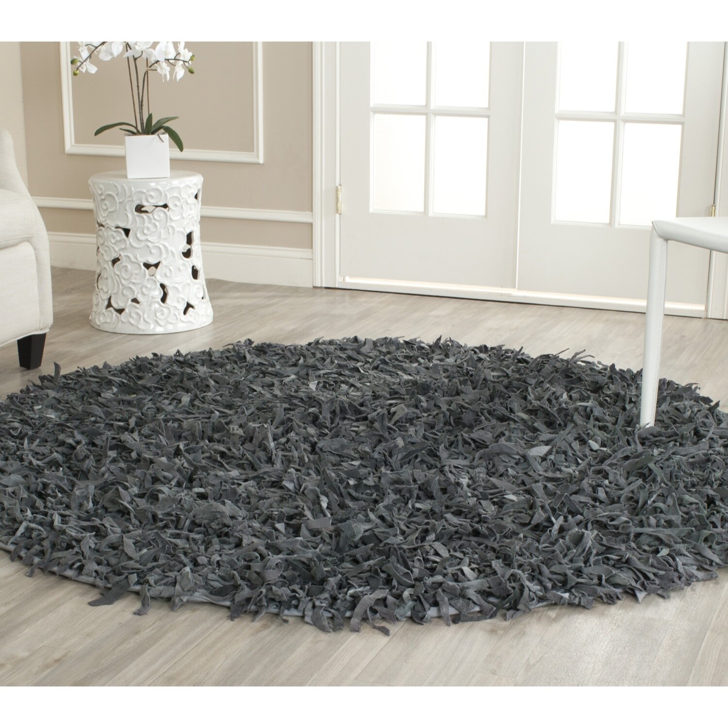 Safavieh Leather Shag Grey Rug And Reviews Wayfair