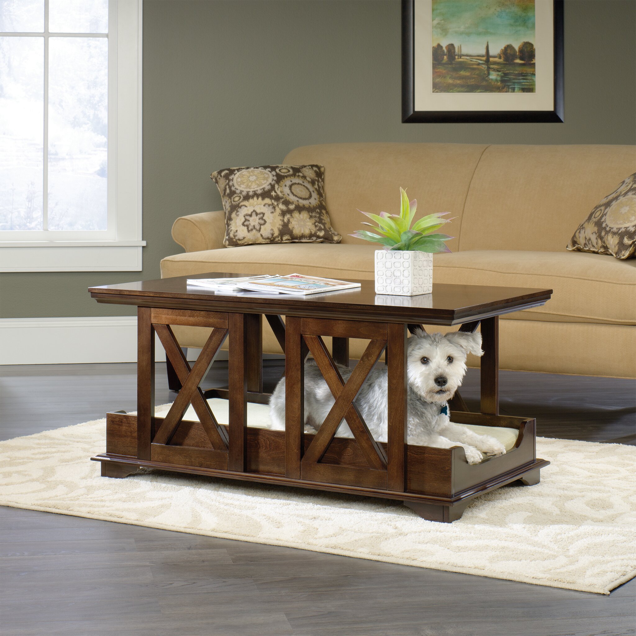 Simple End Table Pet Bed with Simple Decor