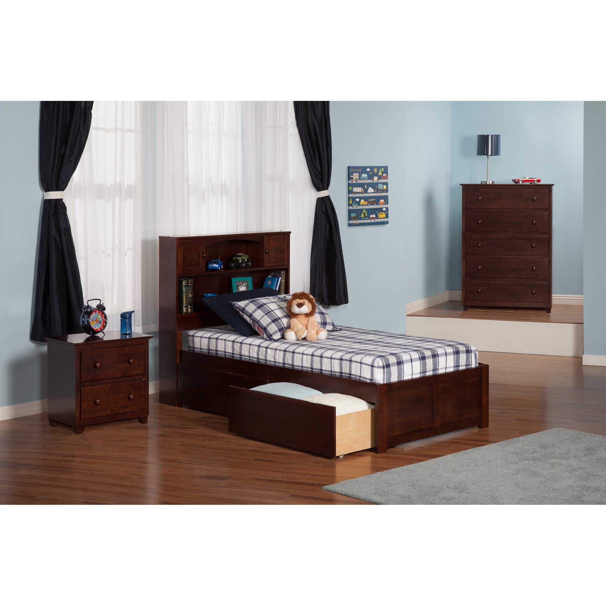 Atlantic Furniture Newport Extra Long Twin Platform Bed with Storage