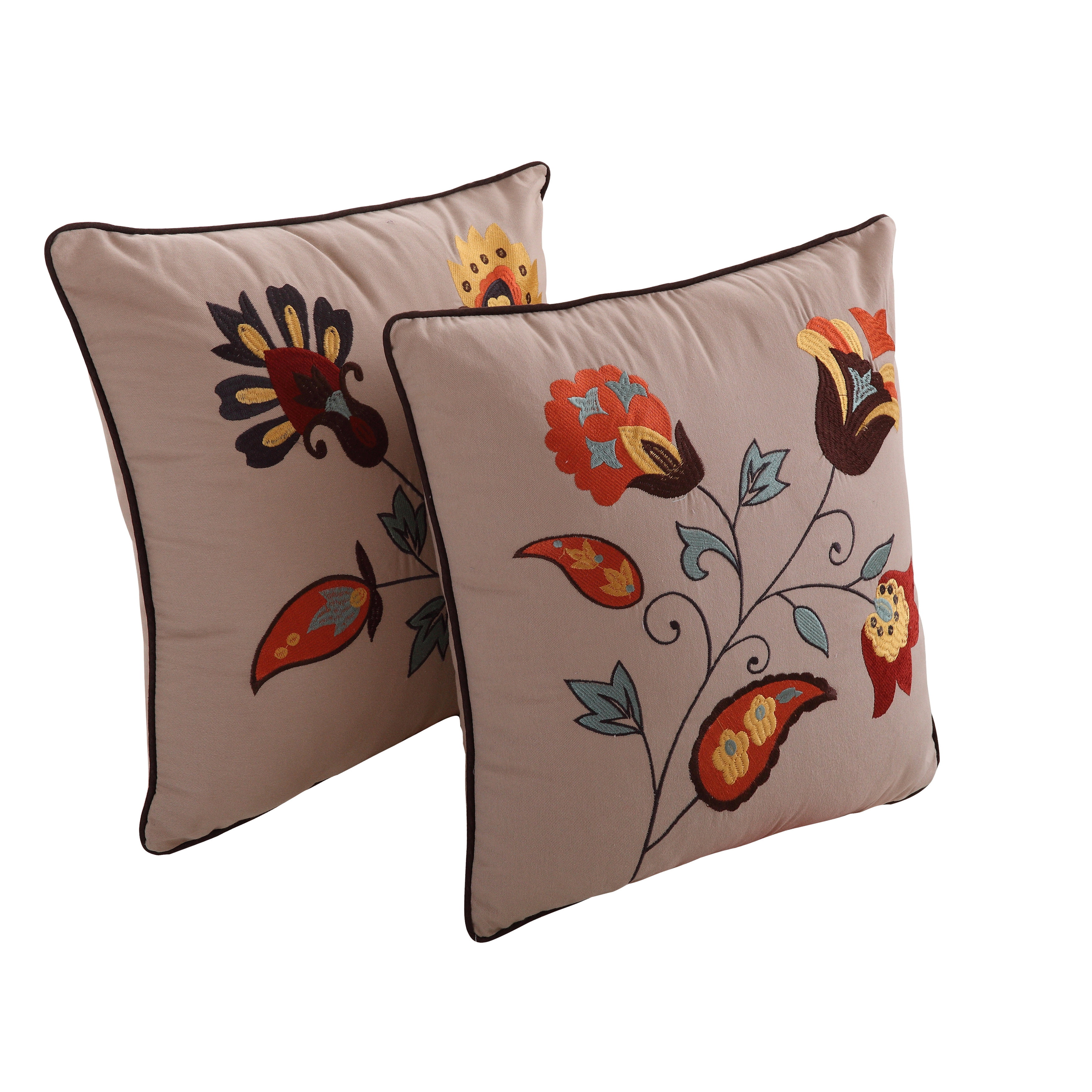 Greenland Home Fashions Andorra Embroidered Cotton Throw Pillow & Reviews Wayfair