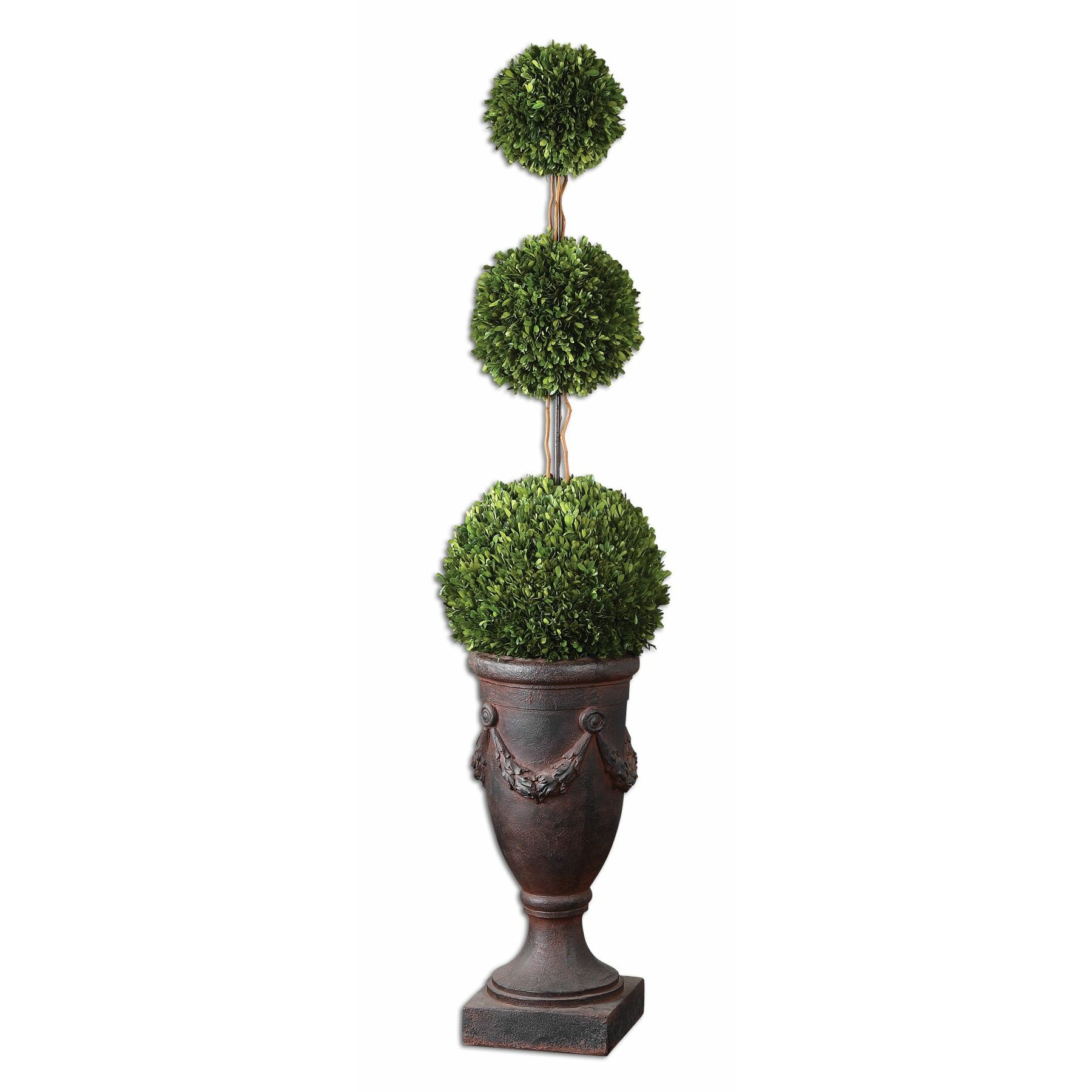 Uttermost Preserved Boxwood Triple Topiary in Urn | Wayfair