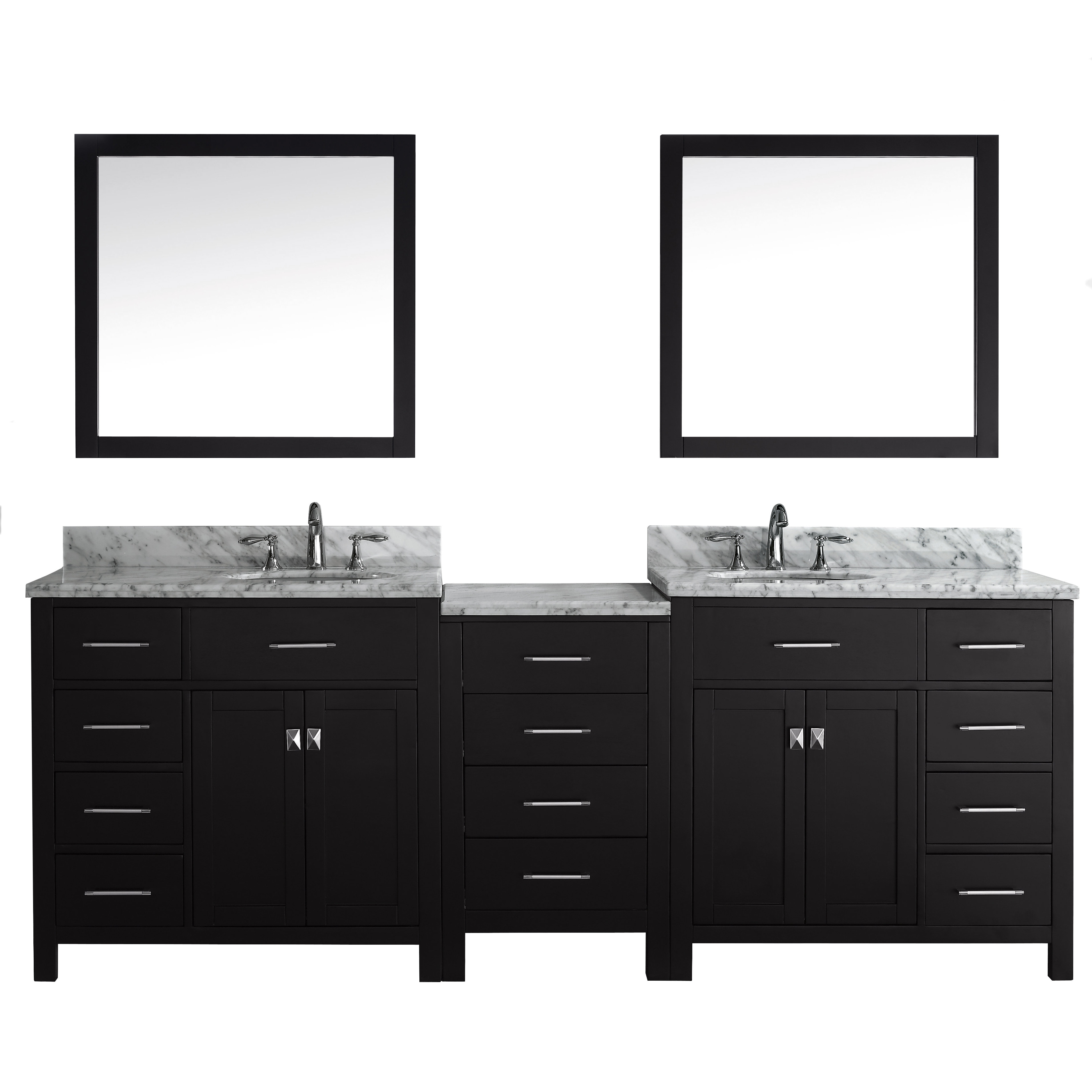 Virtu Caroline Parkway 92.8" Double Bathroom Vanity Set with Carrara