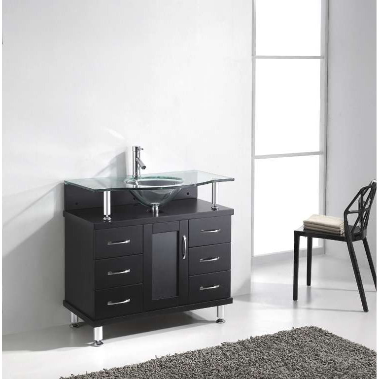 Virtu Vincente 36" Single Bathroom Vanity Set with Tempered Glass Top