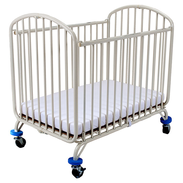 L.A. Baby Folding Arched Compact Convertible Crib with Mattress