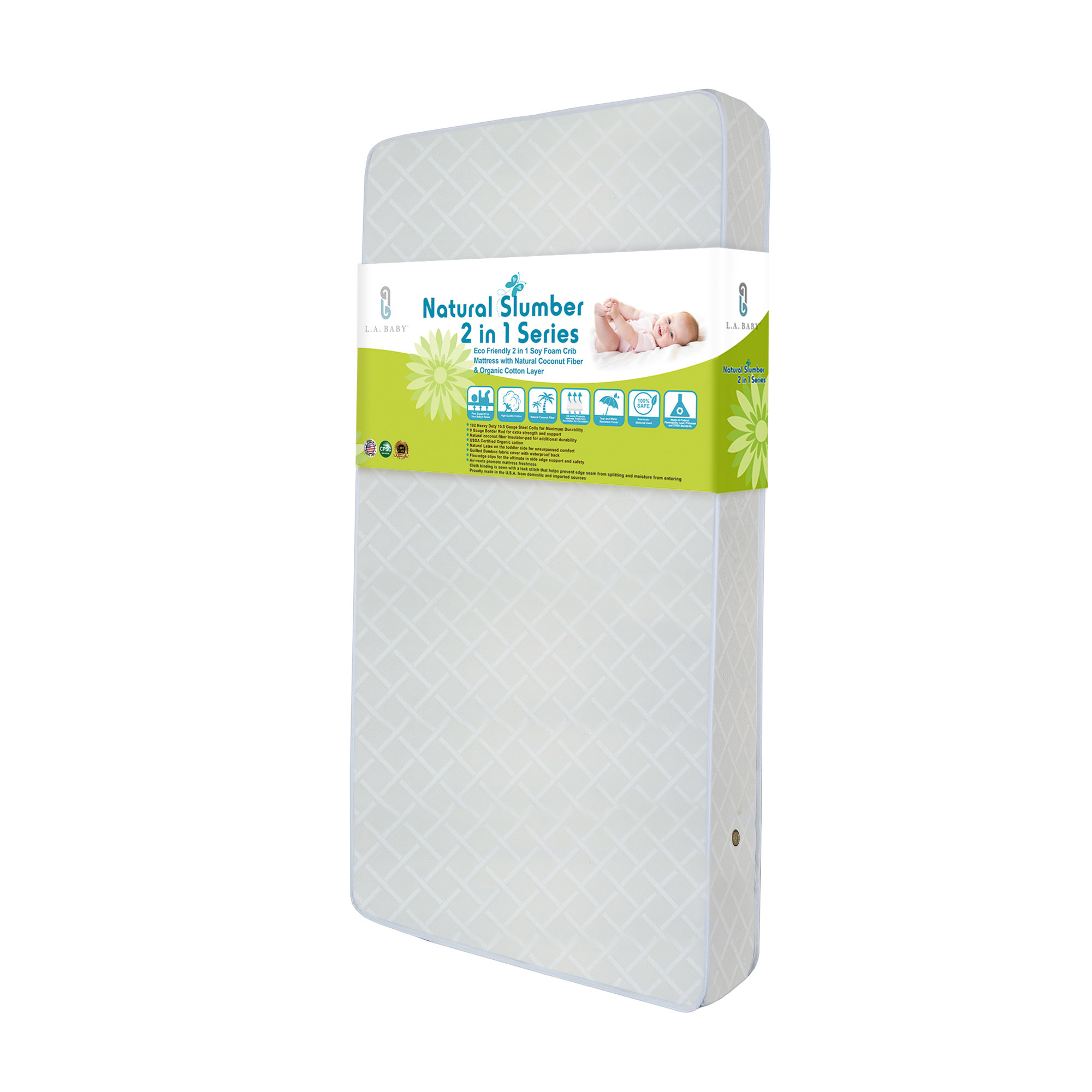 L A Baby Eco Friendly 2 In 1 Soy Foam 5 75 Quot Crib Mattress L A Baby 2 In 1 Organic Soy Foam Crib Mattress