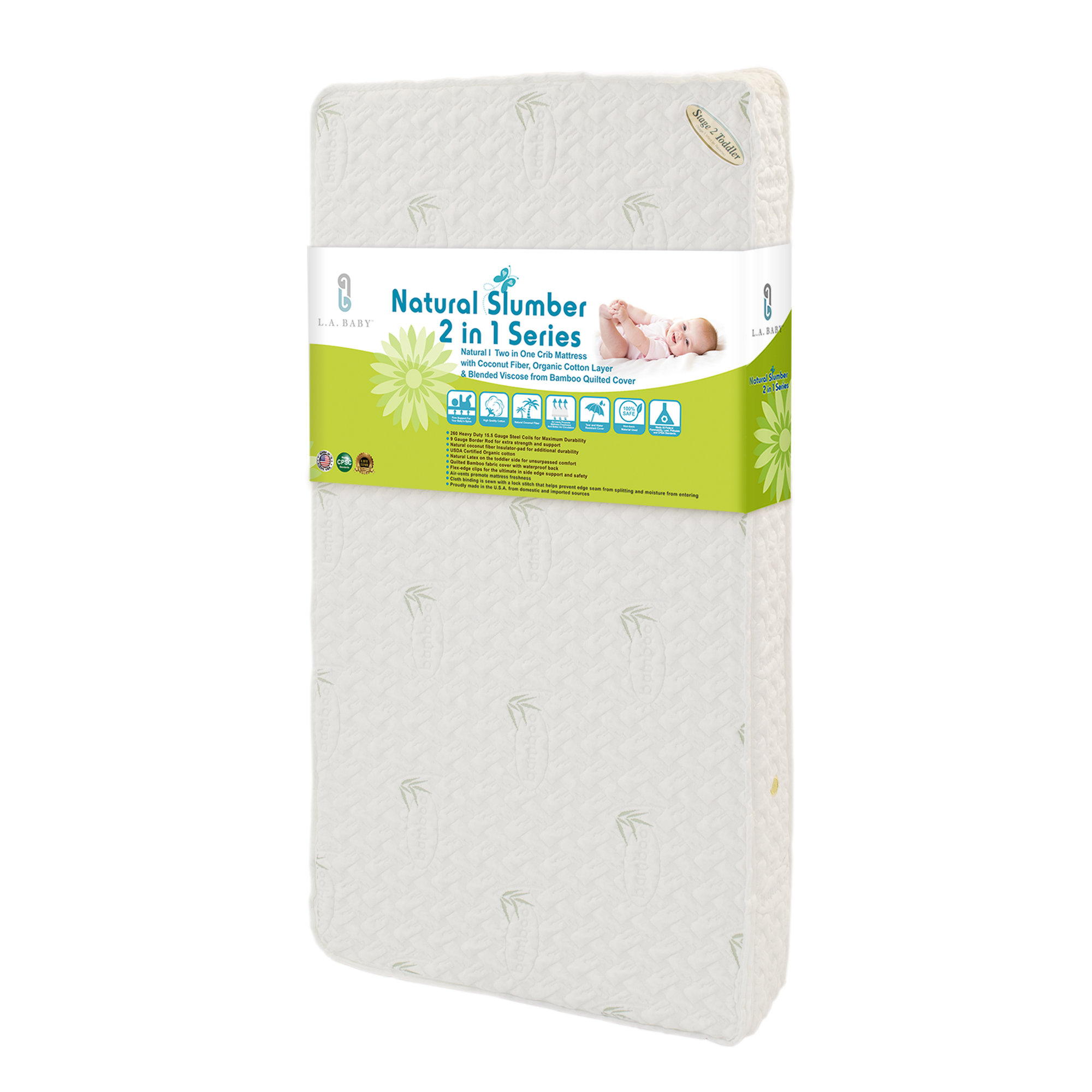 L A Baby Natural I Two In One 5 75 Quot Crib Mattress With L A Baby 2 In 1 Organic Soy Foam Crib Mattress