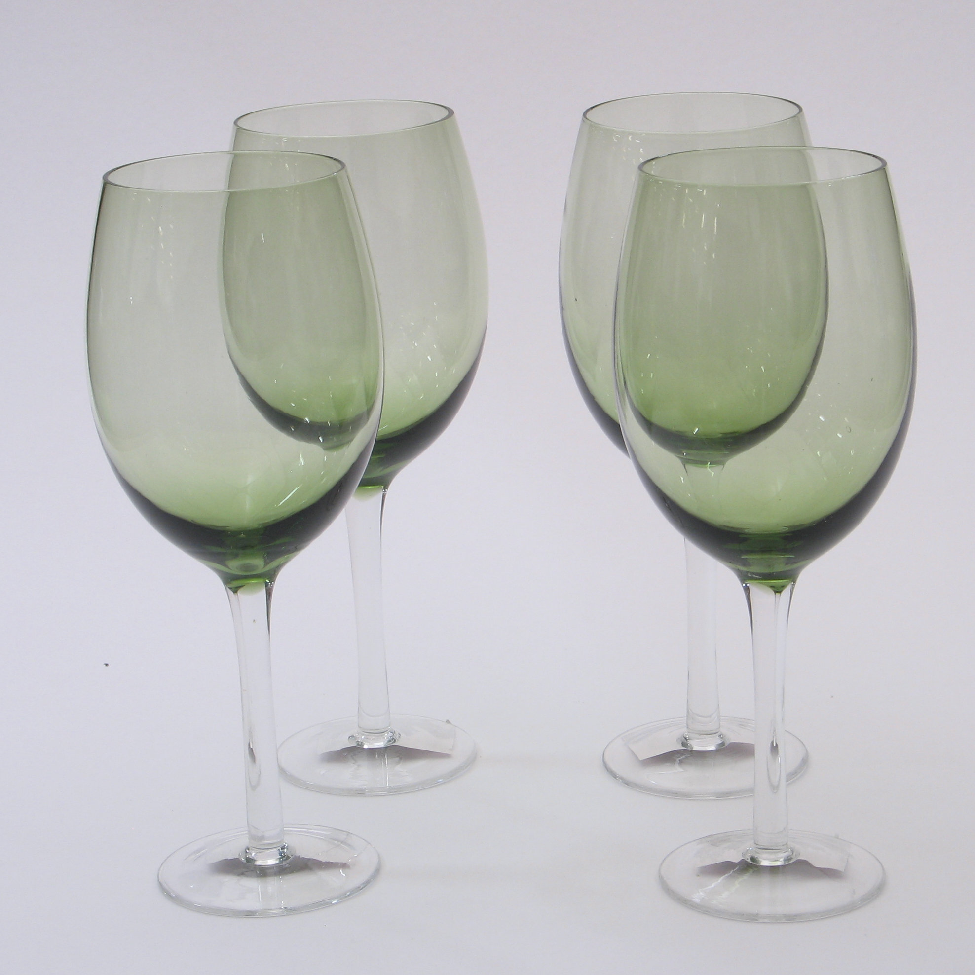 Certified International Glass Stemware Olive Green White Wine Glasses