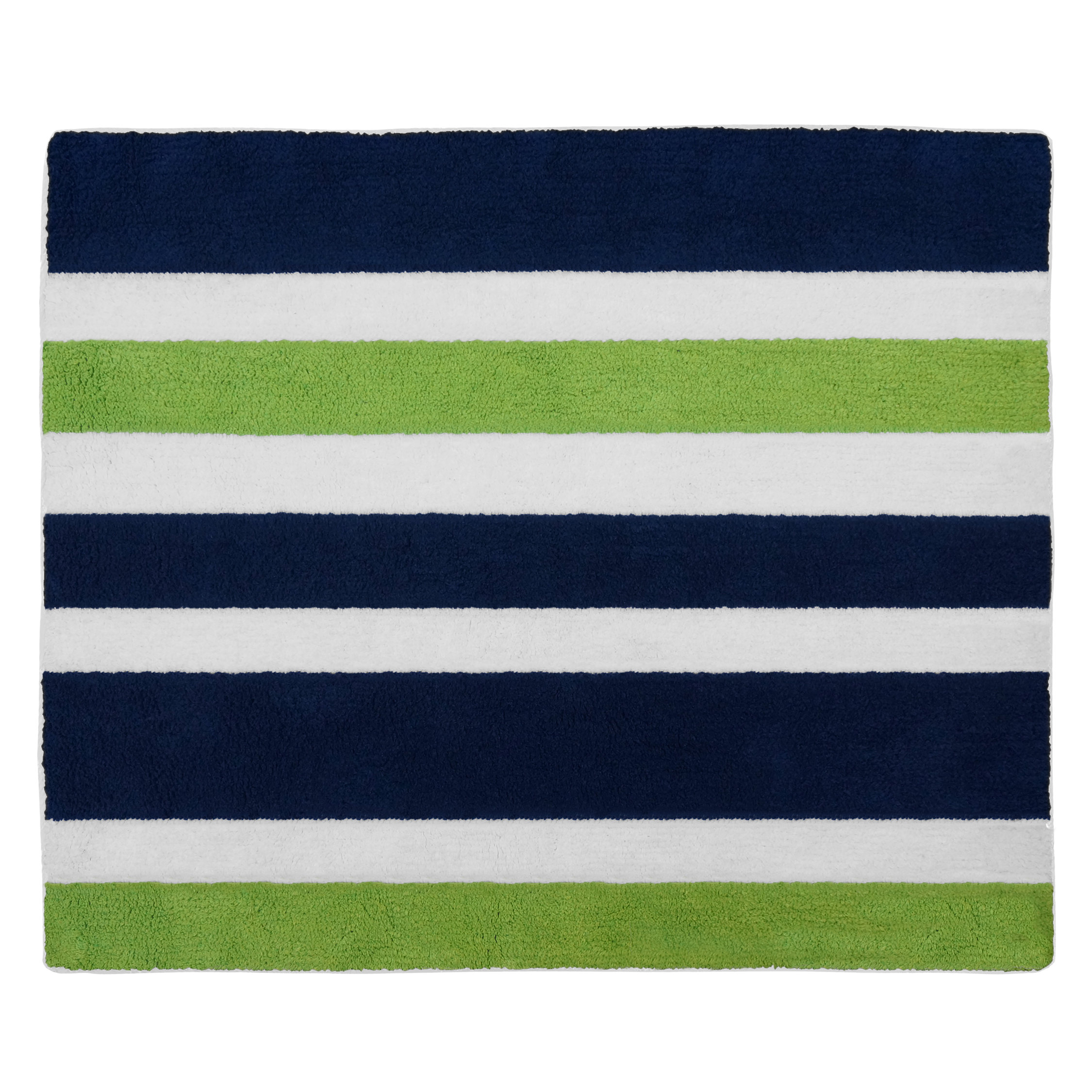 Sweet Jojo Designs Navy Blue and Lime Green Stripe Area Rug & Reviews