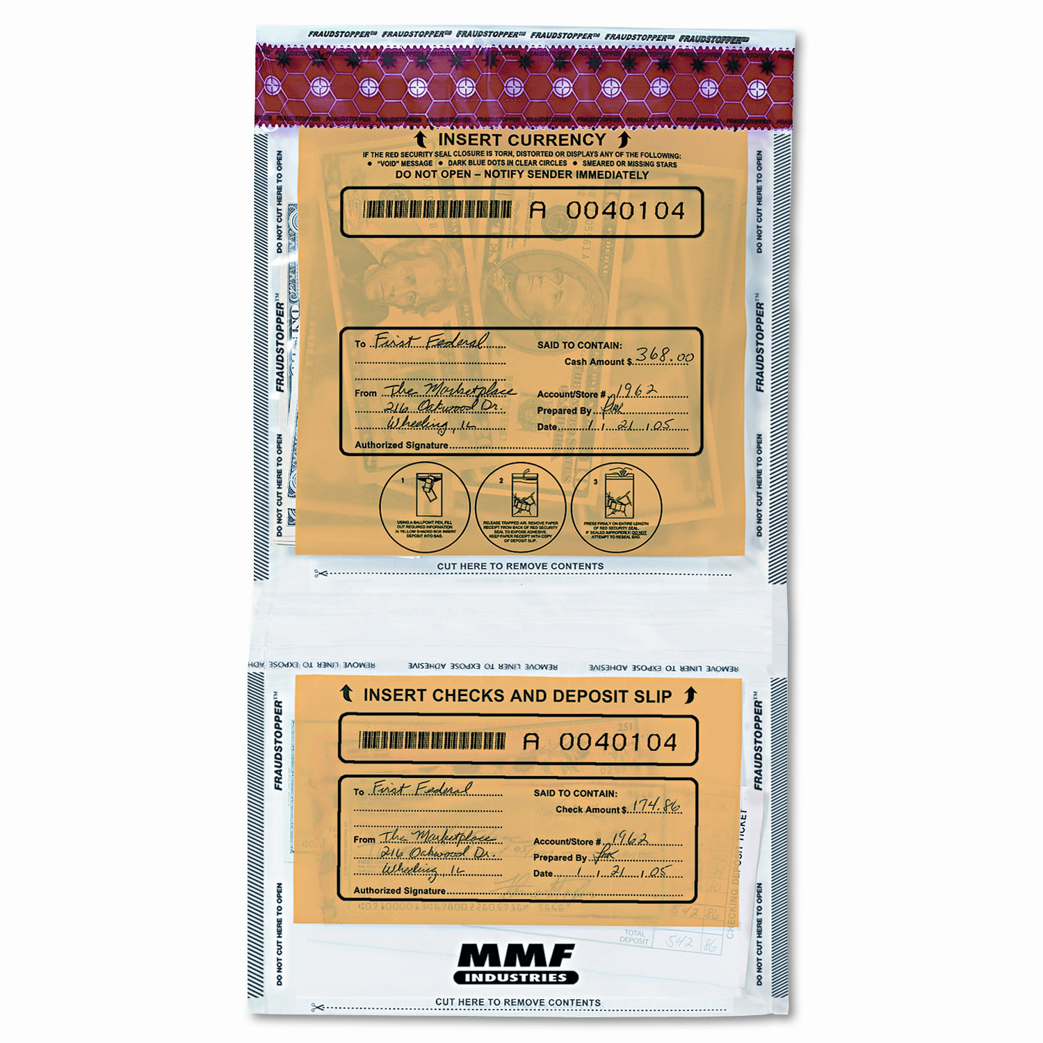 MMF INDUSTRIES TamperEvident Twin Deposit Bags, 100/Box & Reviews