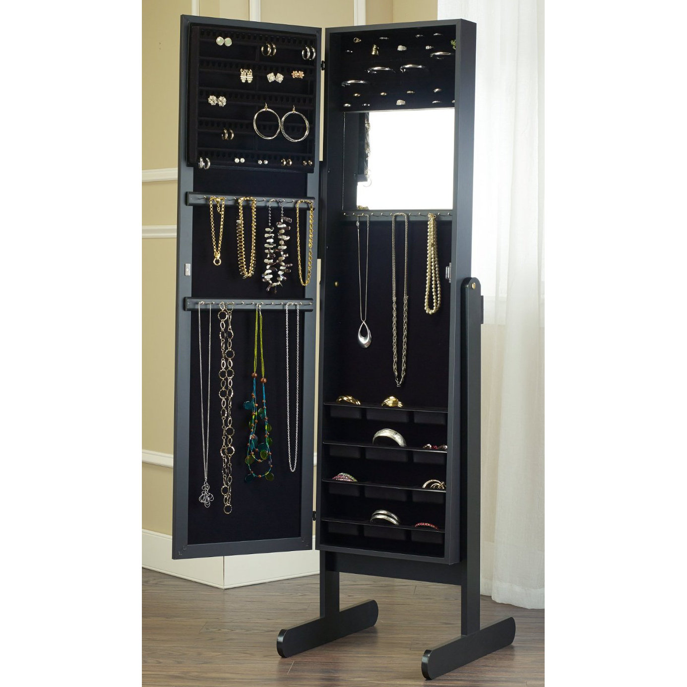 Mirrotek Free Standing Jewelry Armoire with Mirror \u0026 Reviews  Wayfair