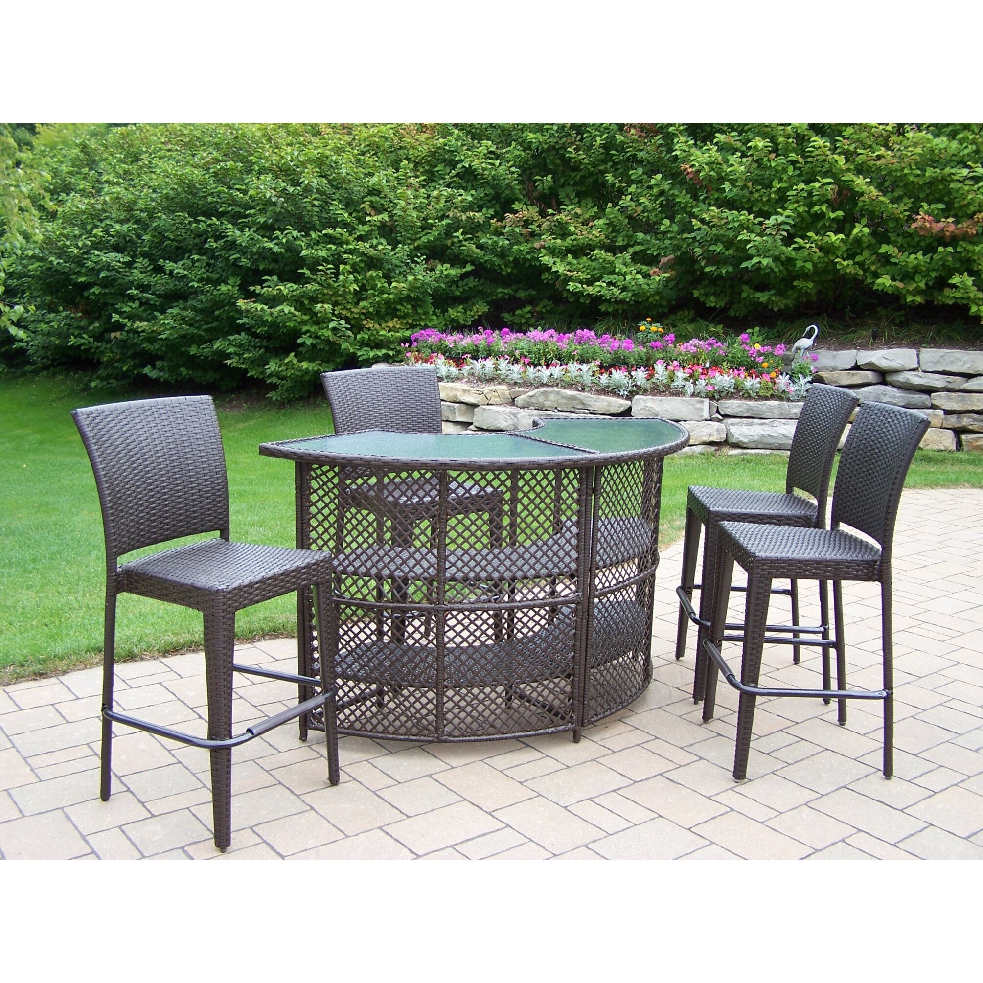 Oakland Living Elite 5 Piece Resin Wicker Bar Set And Reviews Wayfair 4850