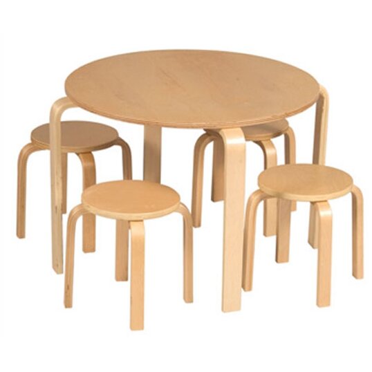 Guidecraft Natural Nordic Kids 5 Piece Table and Stool Set & Reviews