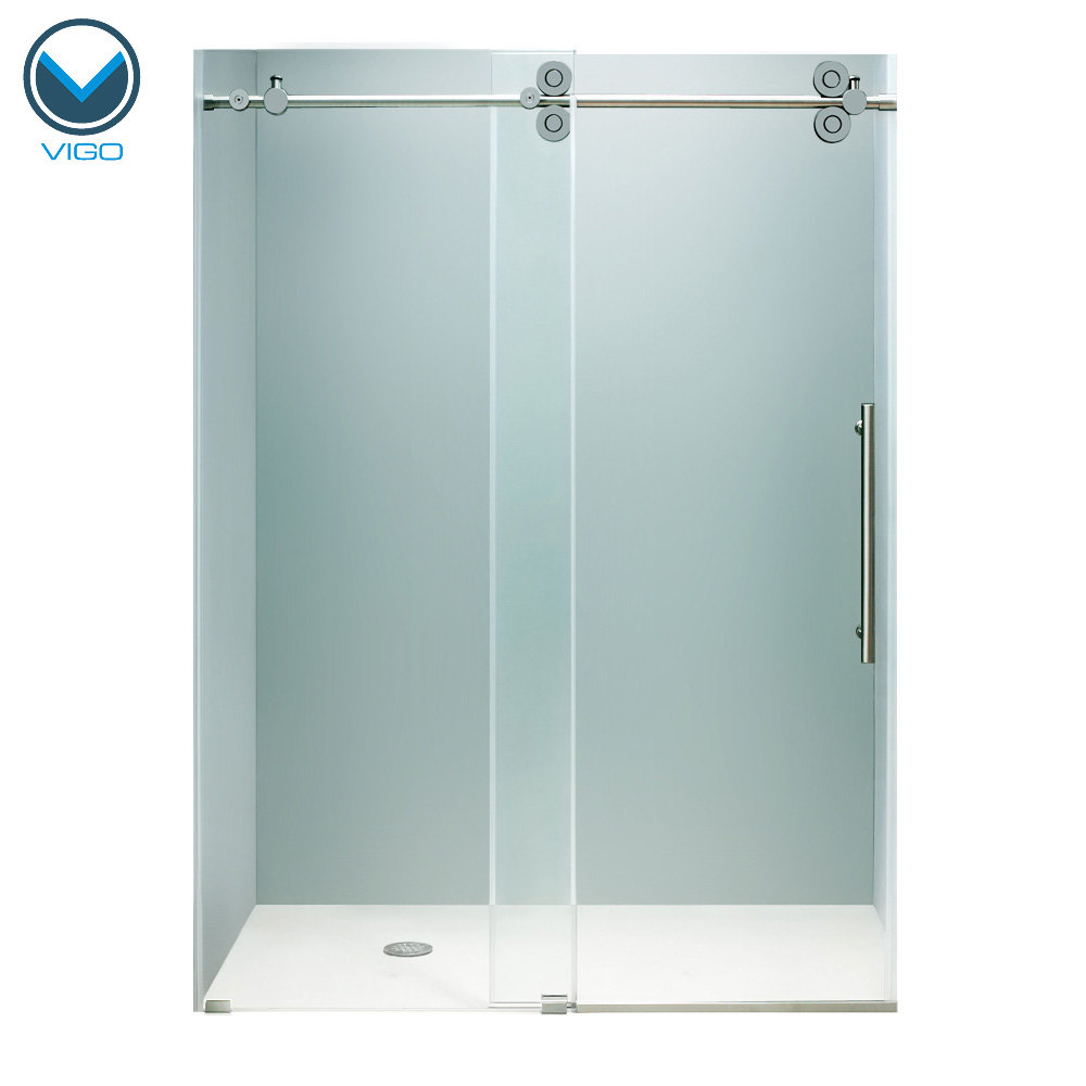 Vigo Elan 56 to 60in. Frameless Sliding Shower Door with .375in. Clear Glass and Stainless