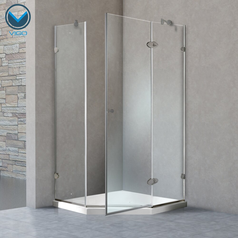 Vigo Verona 36 X 36 In Frameless Neo Angle Shower Enclosure With 375 In And Reviews Wayfair 5867