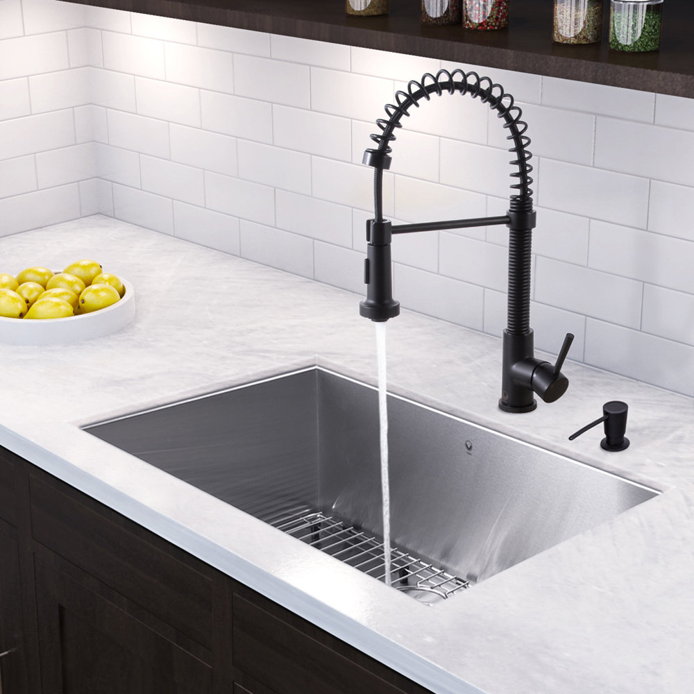 stainless steel kitchen sink and faucet combo