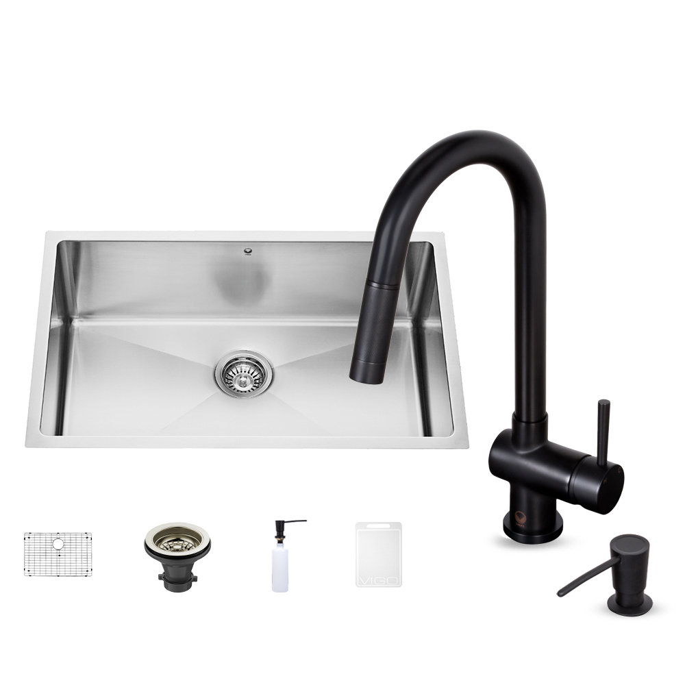 Vigo 30 inch Undermount Single Bowl 16 Gauge Stainless Steel Kitchen