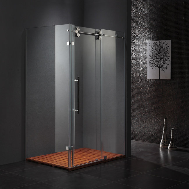 Vigo Winslow 36 x 60-in. Frameless Sliding Shower Enclosure with .375 ...